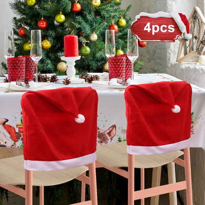 Stuhlhusse 4x Weihnachtsdekoration für Stühle, CALIYO, Schonbezüge im weihnachtlichen Design