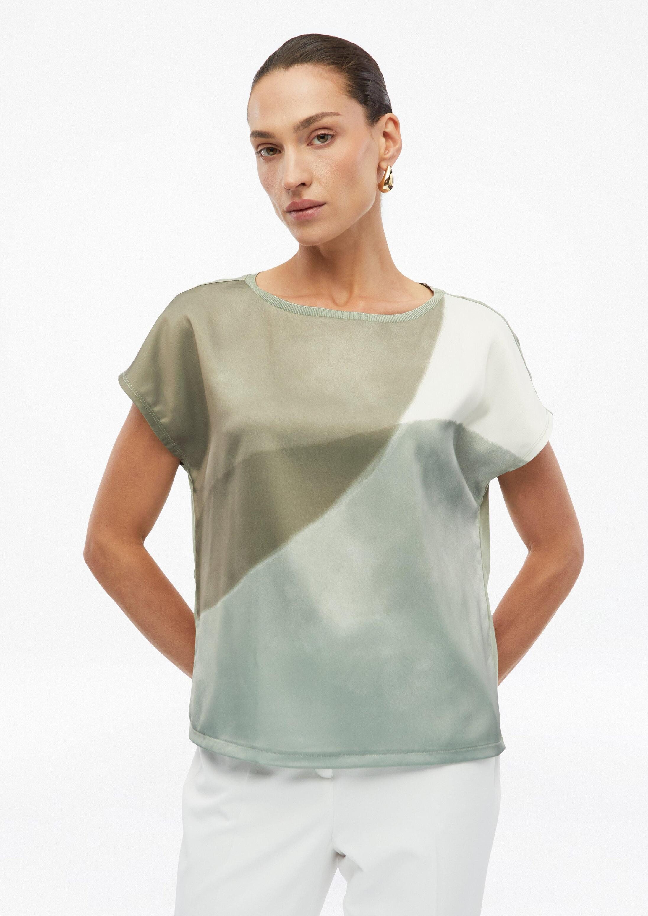 s.Oliver Kurzarmshirt T-Shirt Fließendes T-Shirt aus Materialmix