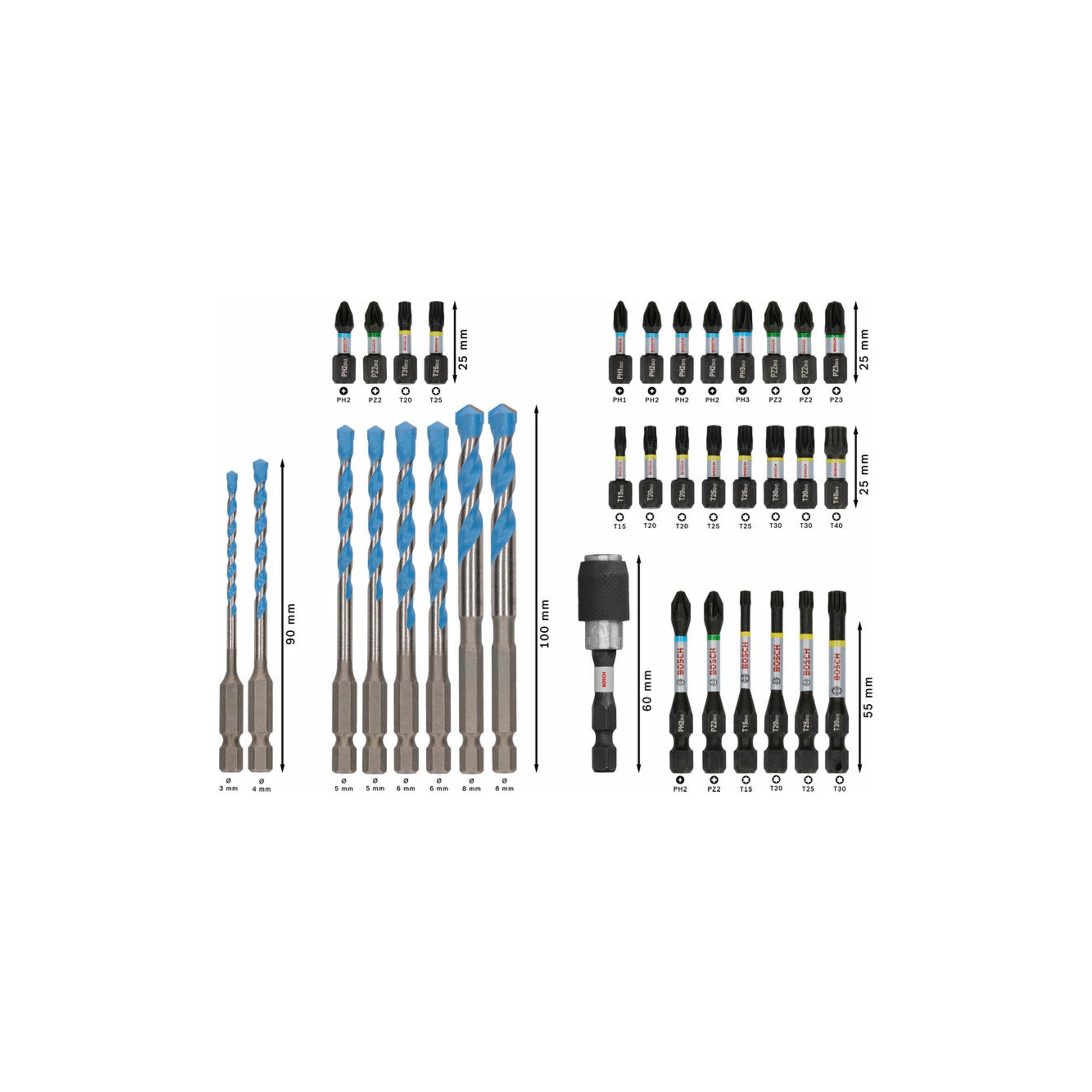 Bosch Professional Fliesenbohrer Bosch PRO Impact Gemischtes Set, Display, 6 x 35-tlg