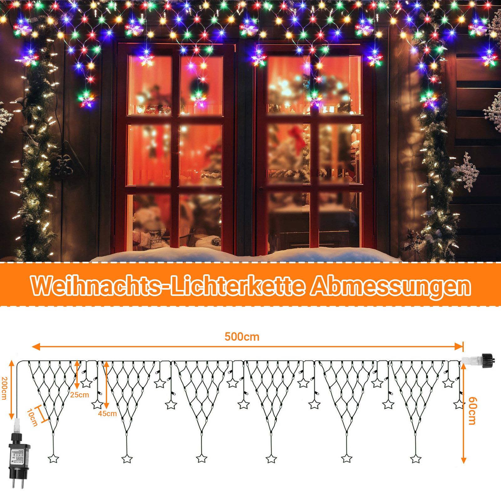 Merry 2024 LED-Lichterkette LED Lichtervorhang Sterne,LED-Weihnachtslichter günstig online kaufen