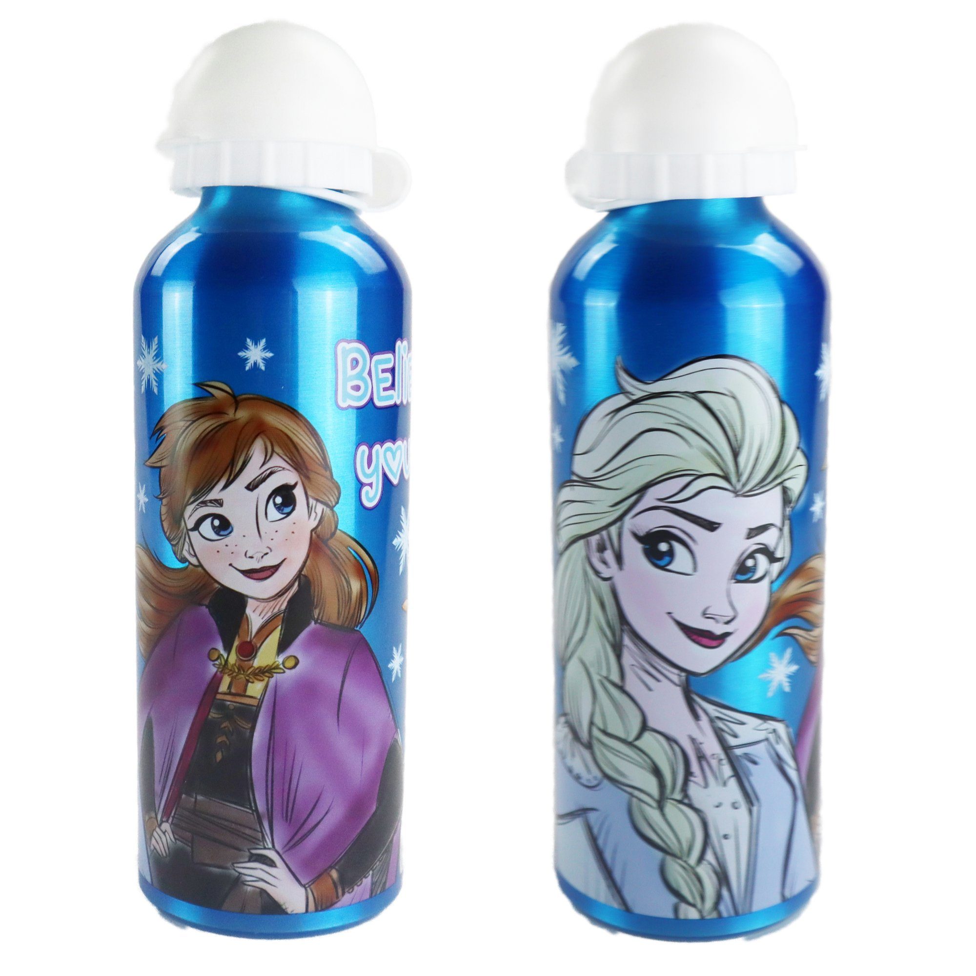 Disney Trinkflasche Disney Die Eiskönigin Alu Wasserflasche Trinkflasche  Flasche 500 ml, Anna Elsa