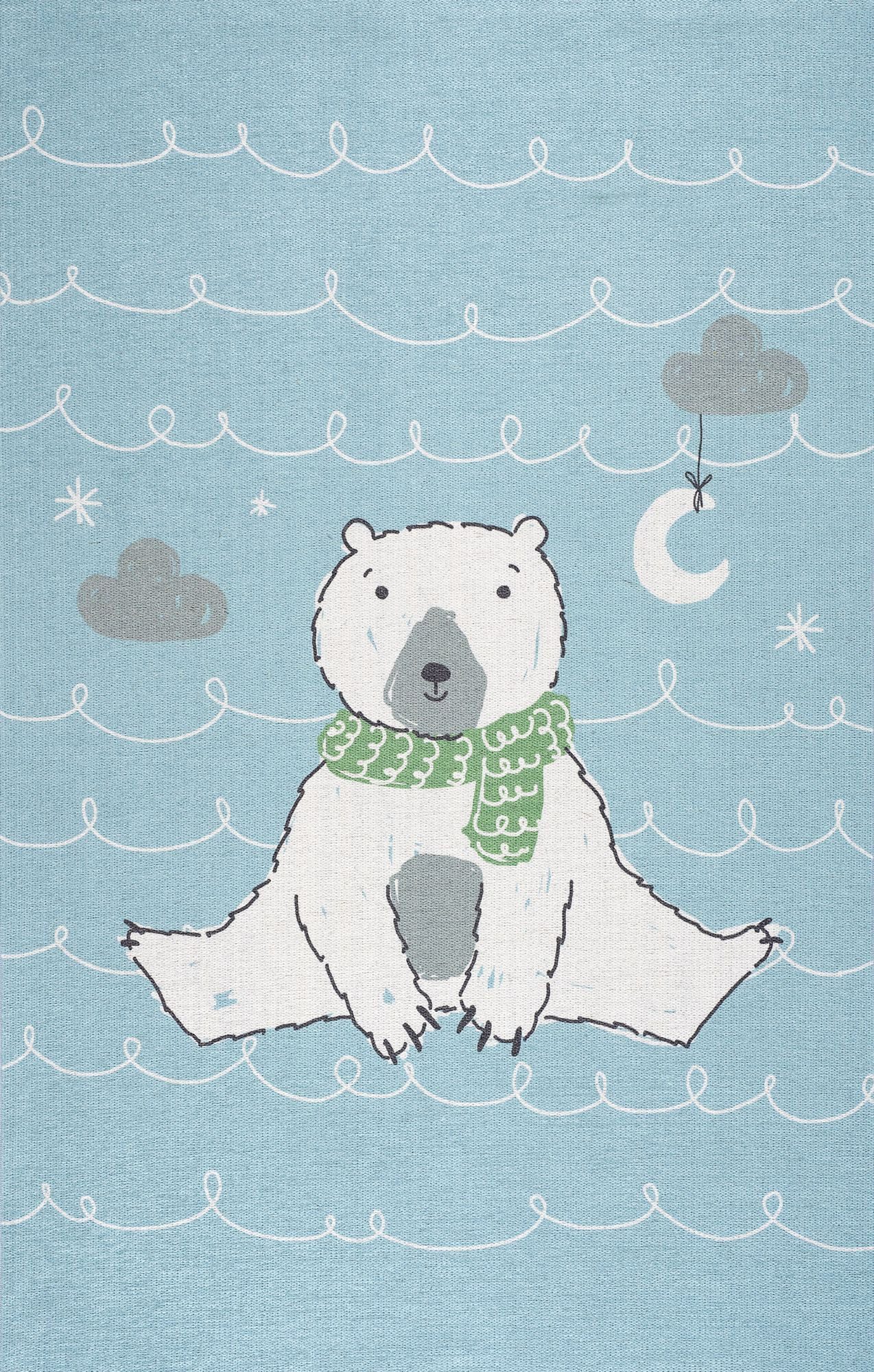 Scandicliving Kinderteppich Teppich, Eisbär hellblau, print, 100x160 cm, rechteckig