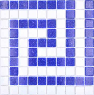 Mosani Bodenfliese Bordüre Schwimmbad Mosaik Pool Mosaik weiß dunkelblau