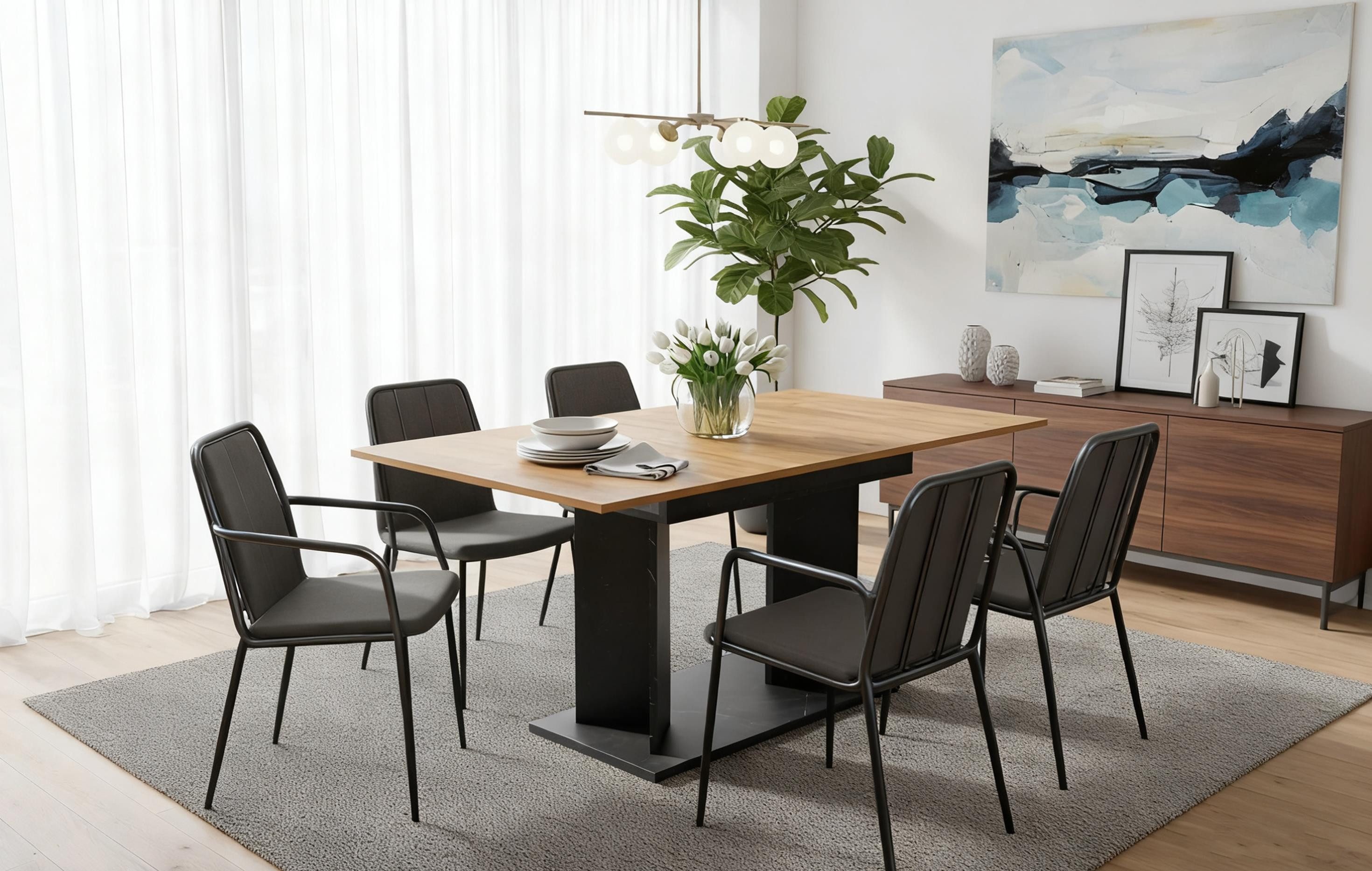 B&D home Esstisch Ausziehtisch MARA, Metallgestell oder Holzgestell, ausziehbar 120-160cm, 4-6 Personen