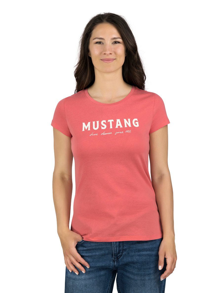 MUSTANG T-Shirt Damen Logo Printshirt Alexia C Logo Slim Fit (1-tlg) Basic günstig online kaufen