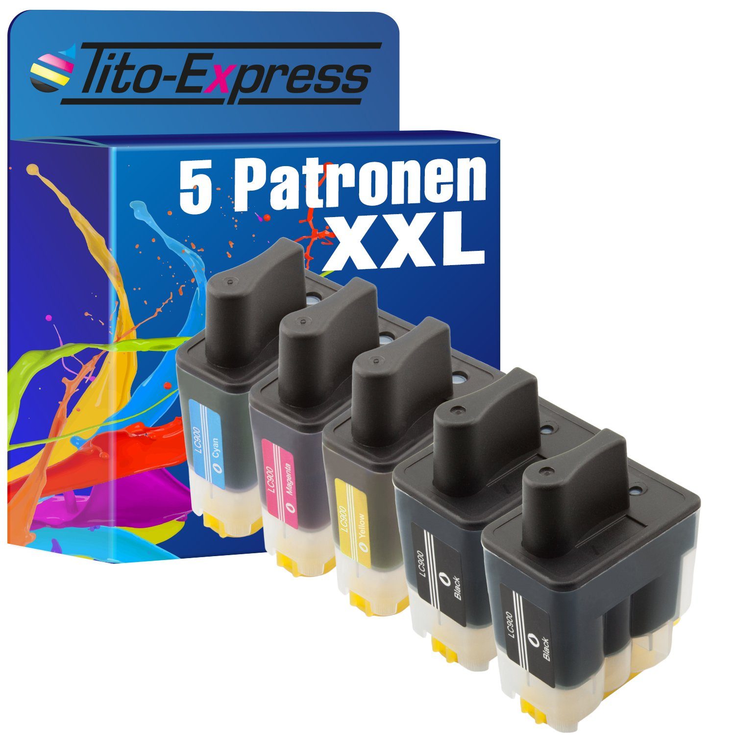 Tito-Express 5er Set ersetzt Brother LC-900 LC900 XL Tintenpatrone (Multipack, für DCP-315CN MFC-3240C MFC-425CN MFC-5840CN MFC-620CN MFC-820CW)