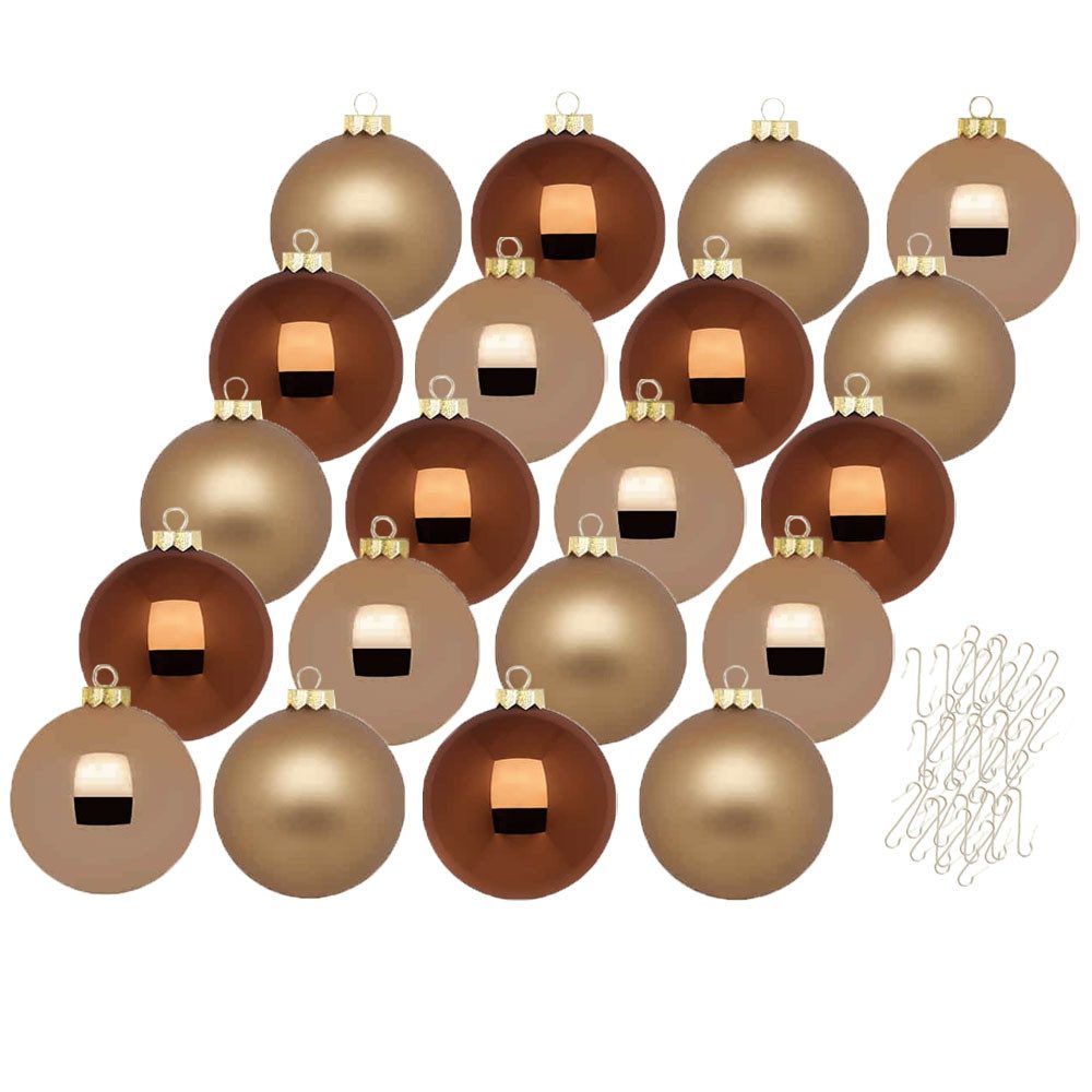 MAGIC by Inge Weihnachtsbaumkugel Weihnachtskugeln 20 Stk 6cm winter toffee + 40 Haken gold