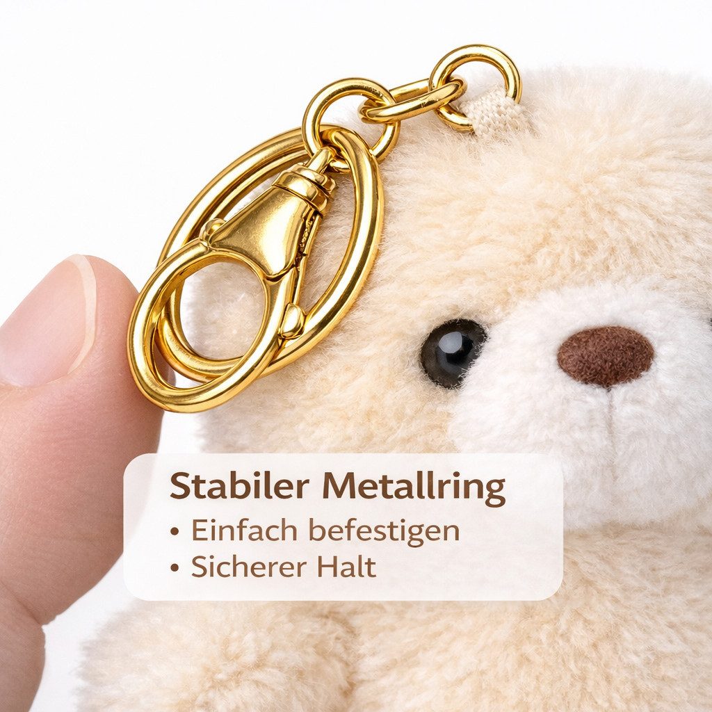 soma Schlüsselanhänger Plüsch Bär Schlüsselanhänger 13cm Weicher Kuschelhase mit Metallring (Set, 1-tlg., Geschenk-Set), Weicher Mini-Teddybär Anhänger für Schlüssel, Tasche oder Rucksack