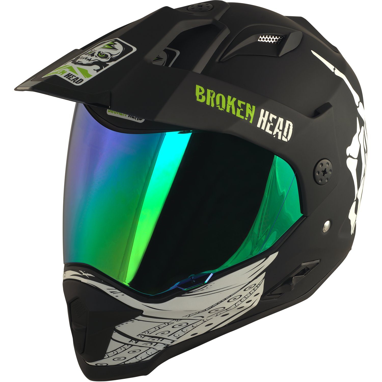 Broken Head Motorradhelm Street Rebel grün, inklusive 2 Visieren