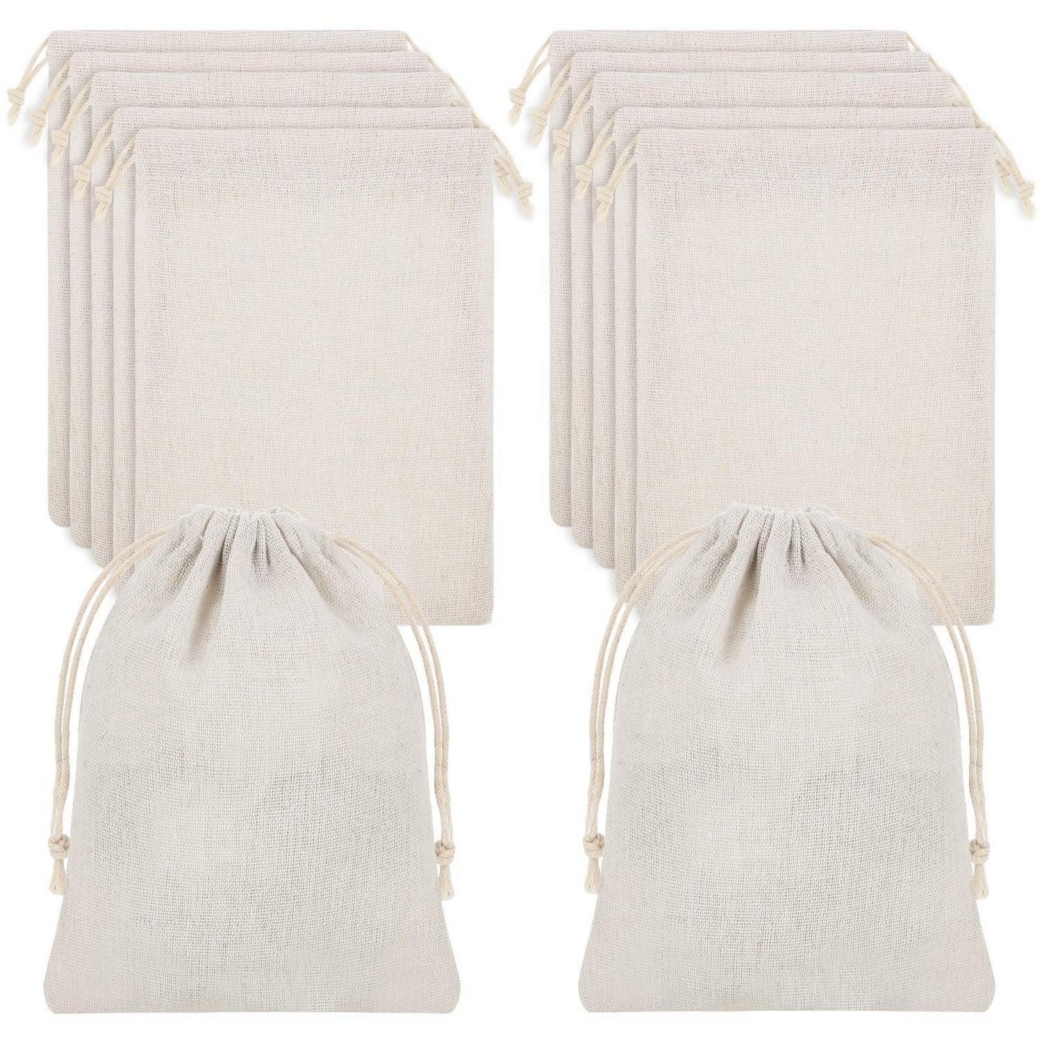 LuxusKollektion befüllbarer Adventskalender Stoffsäckchen 24tlg 13x18cm mit Zugband Leinensäckchen