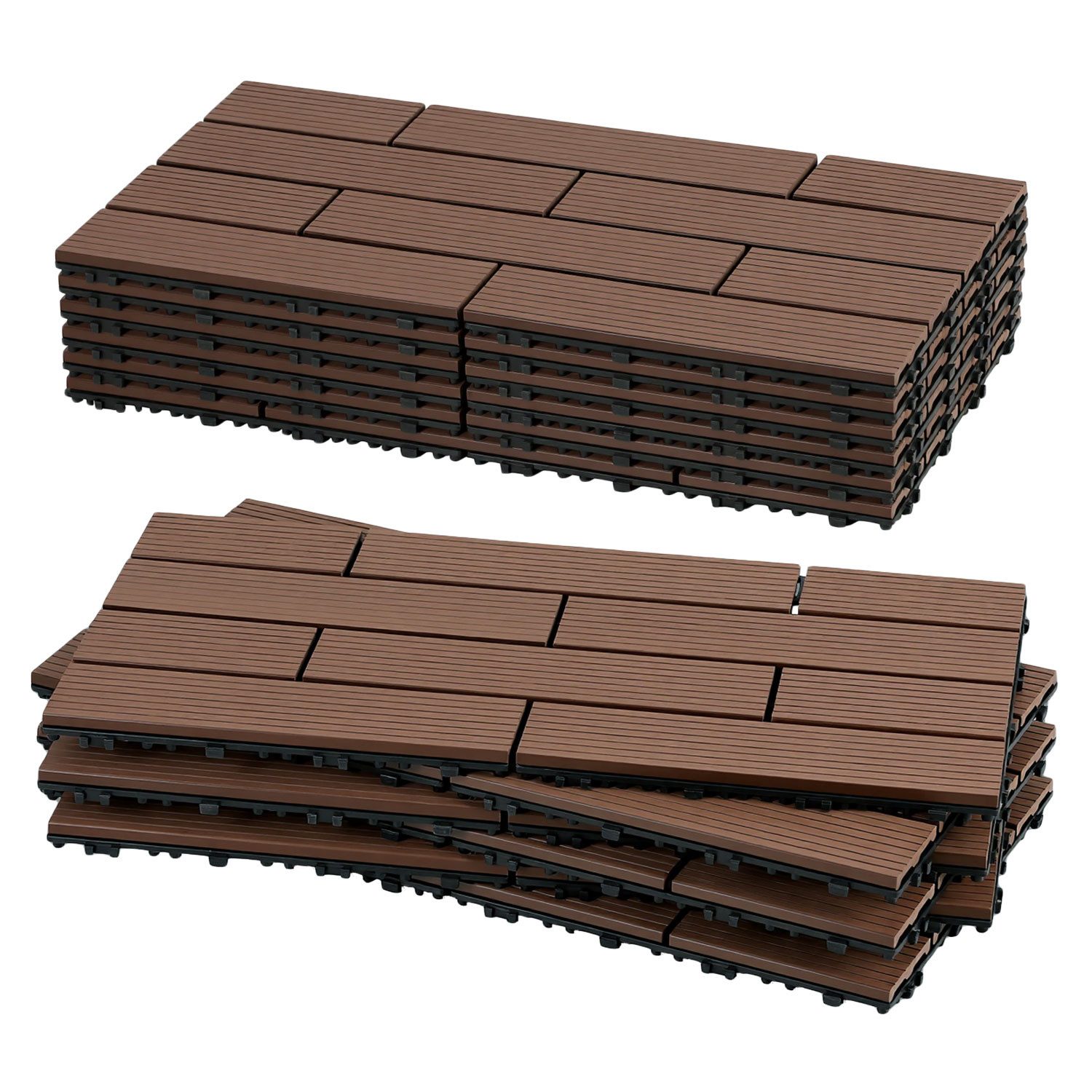 Clanmacy Terrassendielen Terrassenfliesen 30x60cm mit Klicksystem für Terrasse, Pool und Balkon, BxL: je 30x60 cm, (6-St)