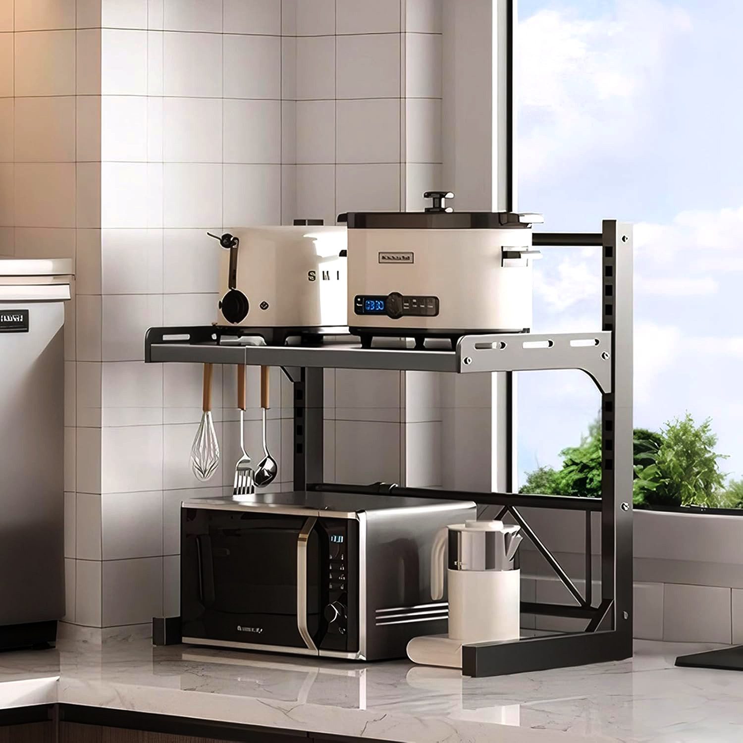 OKWISH Küchenregal Verstellbares Mikrowellenregal 2 Stufig, Ausziehbares Kü günstig online kaufen