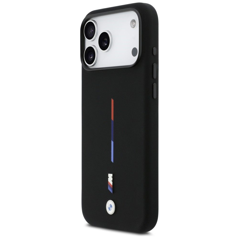 BMW Handyhülle Case iPhone 17 Pro Max MagSafe Silikon schwarz Tricolor Logo Metall 6,9 Zoll, Kantenschutz