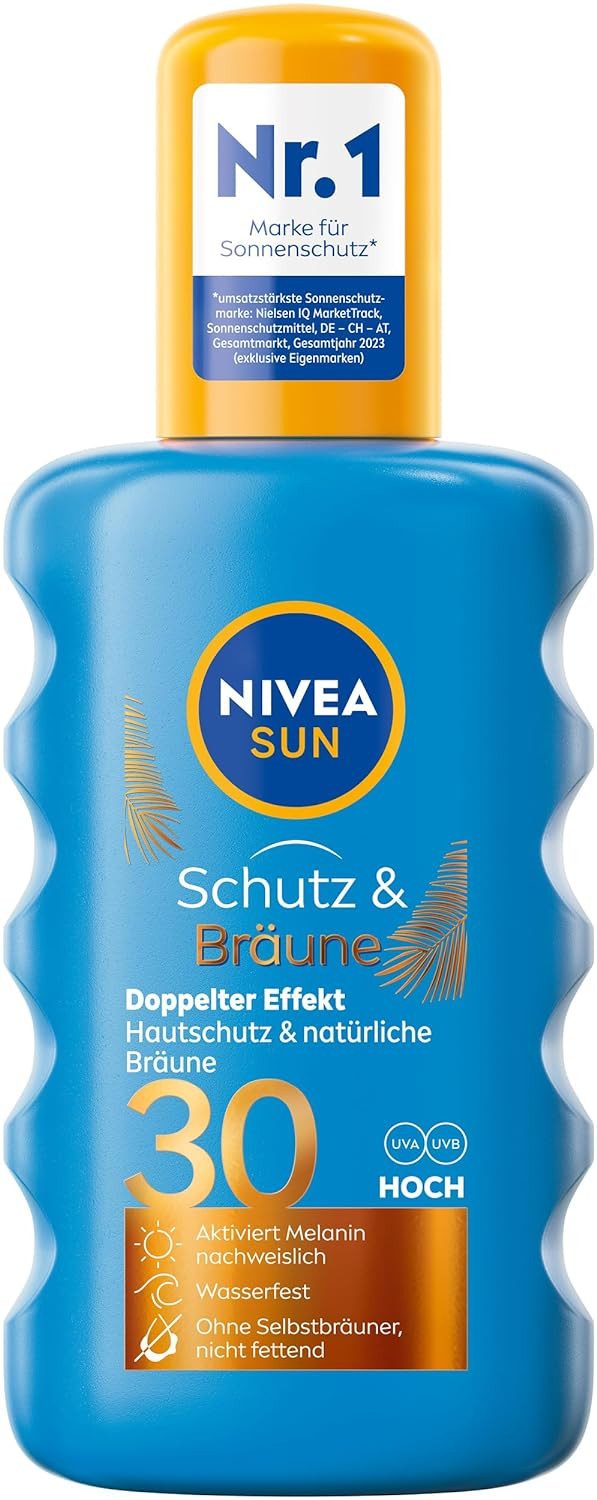 Nivea Sonnenschutzspray Schutz & Bräune Sonnenspray LSF 30 (200 ml), 1-tlg.