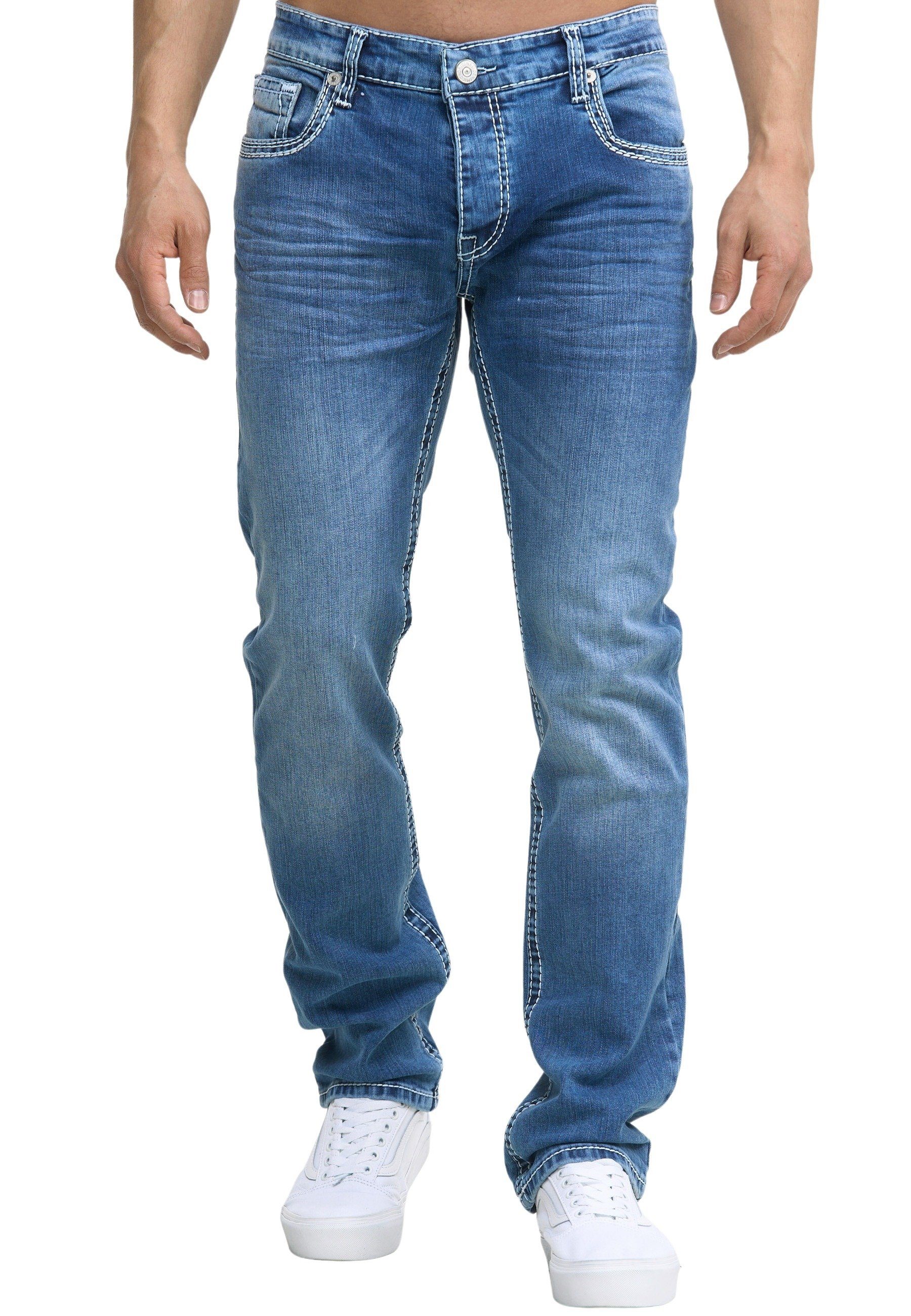 Code47 Regular-fit-Jeans Code47 Herren Jeans Hose Regular Fit Männer Bootcut Denim Five Pocket 904 light blue