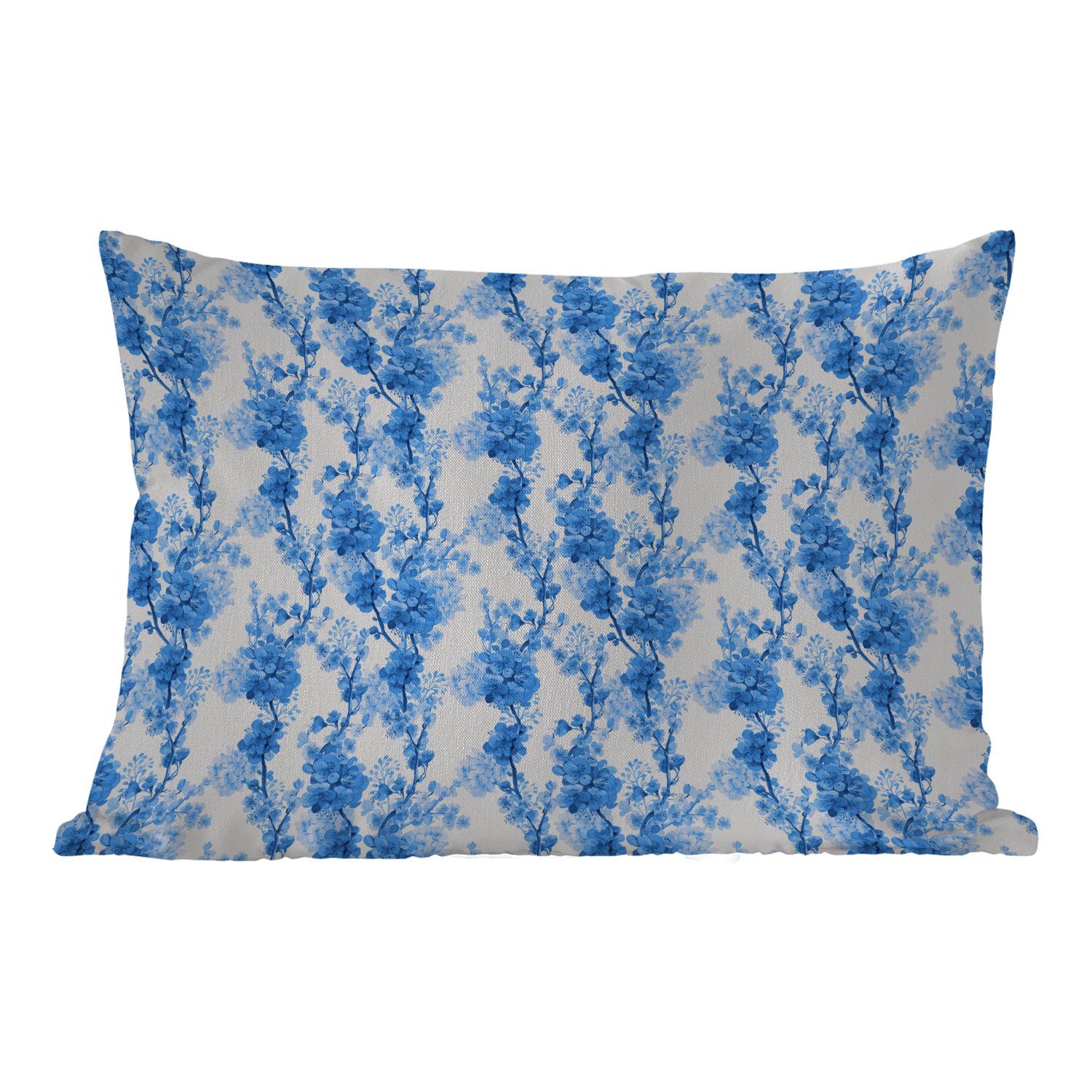 MuchoWow Dekokissen Blumen - Blau - Hortensie, Outdoor-Dekorationskissen, Polyester, Dekokissenbezug, Kissenhülle