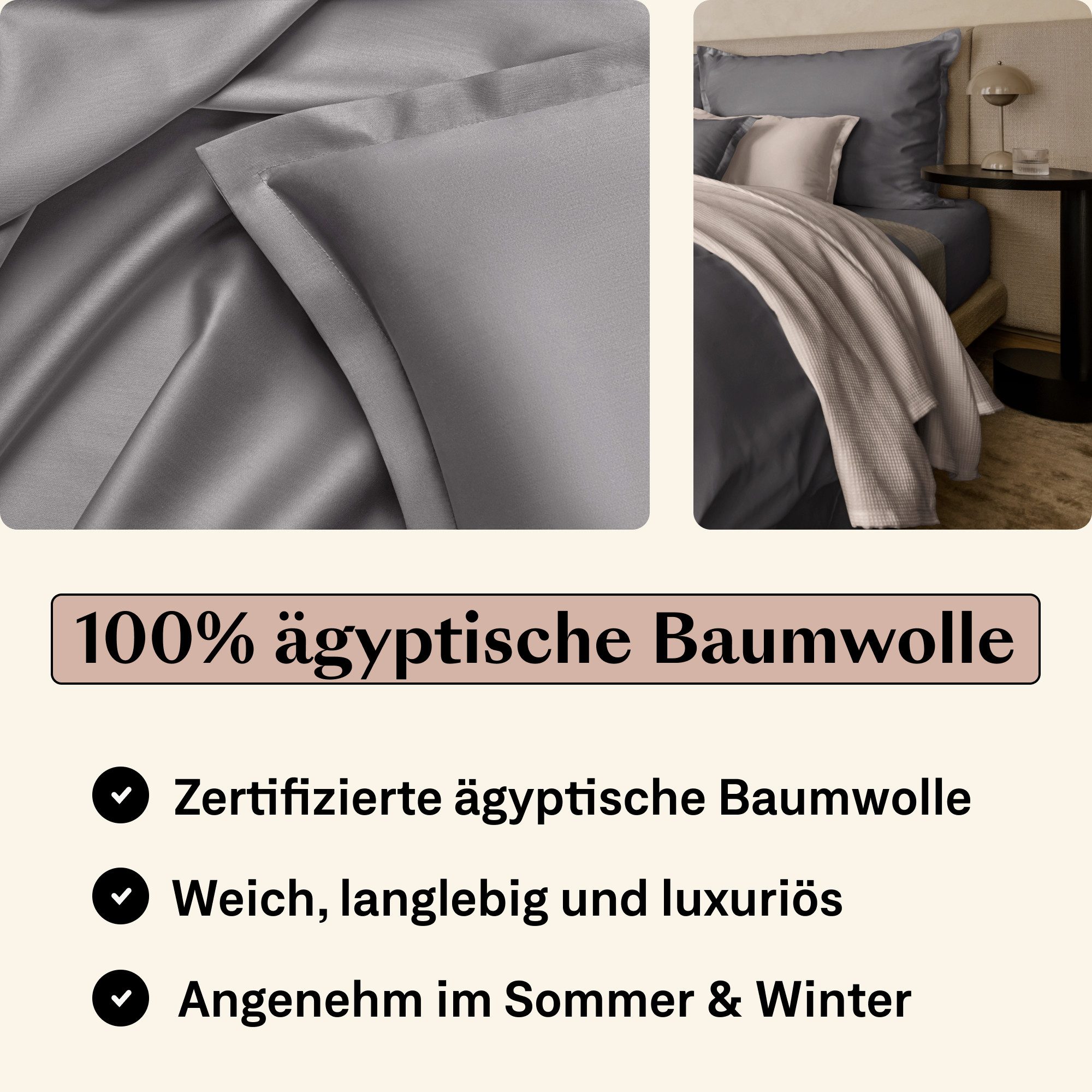 Amqua Kissenbezüge Mako Satin 2er Set Kissenbezug mit Reißverschluss, Premi günstig online kaufen