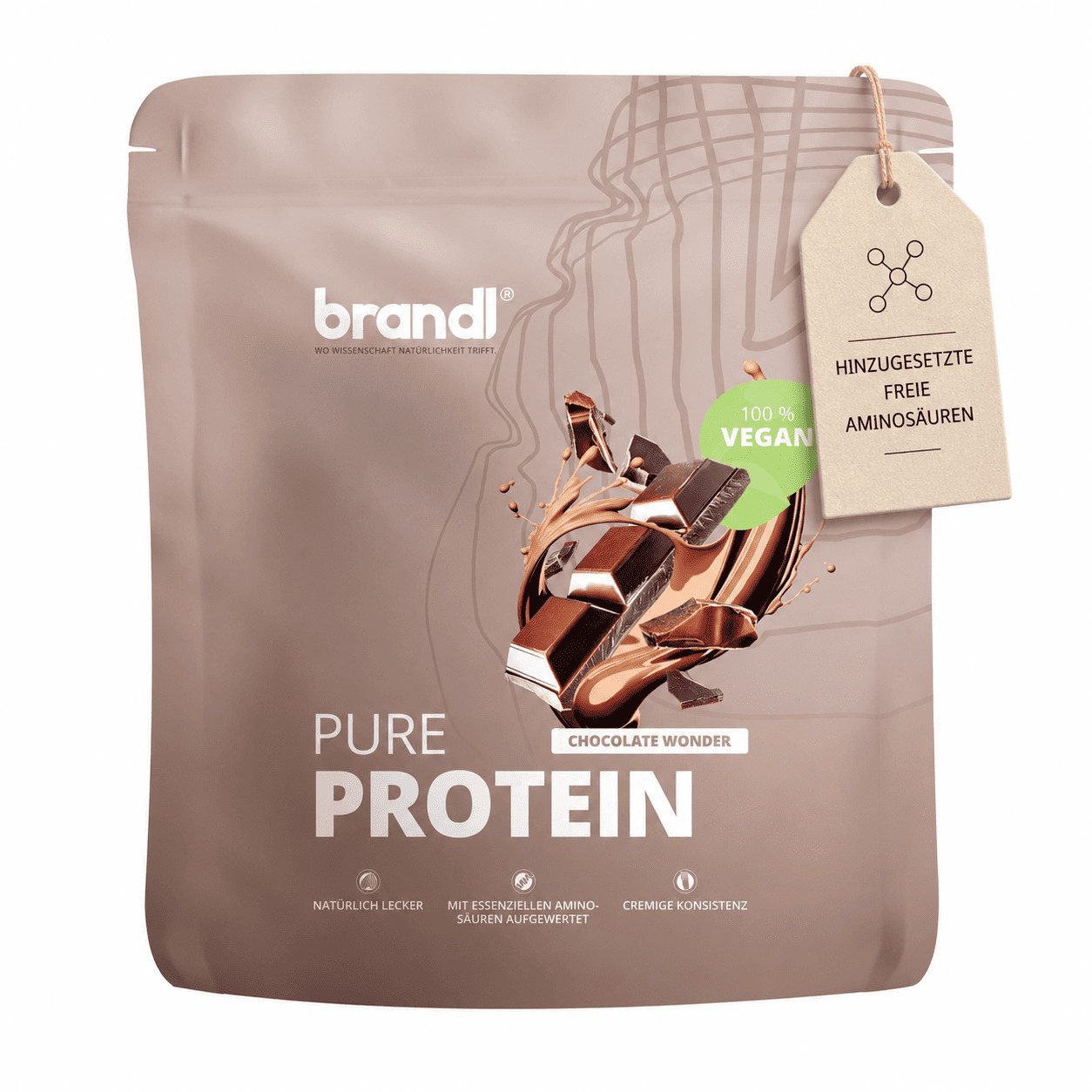 Brandl Nutrition Veganes Proteinpulver- 30g Protein vegan pro Portion mit Eiweißgehalt Pulver, 1000 g, Löslich im Wasser, Smoothie & Kaffee - hochwertige Proteinquelle
