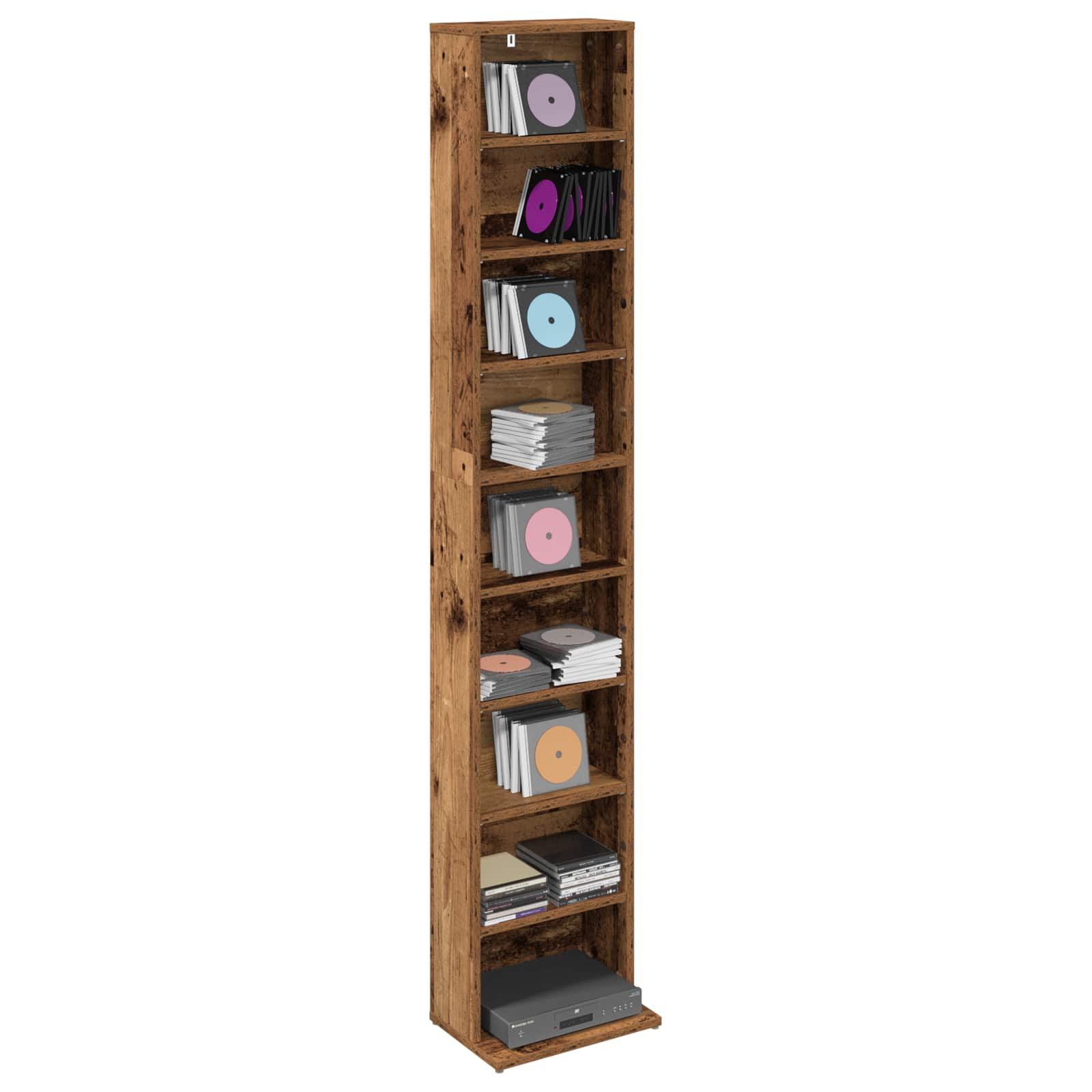 vidaXL Schranksystem CD Regal Altholz 33 x 23,5 x 175 cm Holzwerkstoff (1-St)