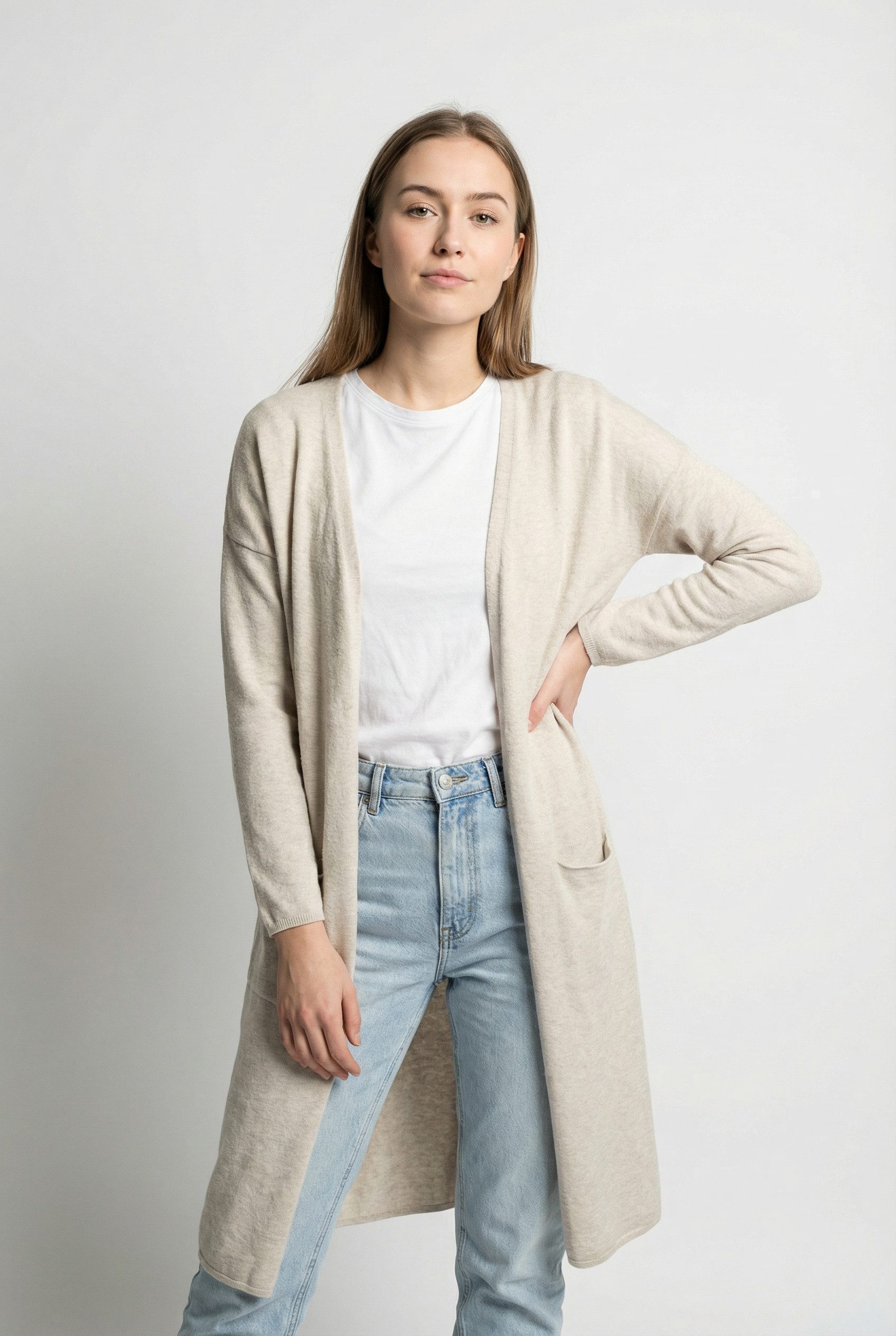 ONLY CARMAKOMA Strickjacke CARNEW ESLY LS OPEN LONG CARDIGAN NP KNT Viskosemischung