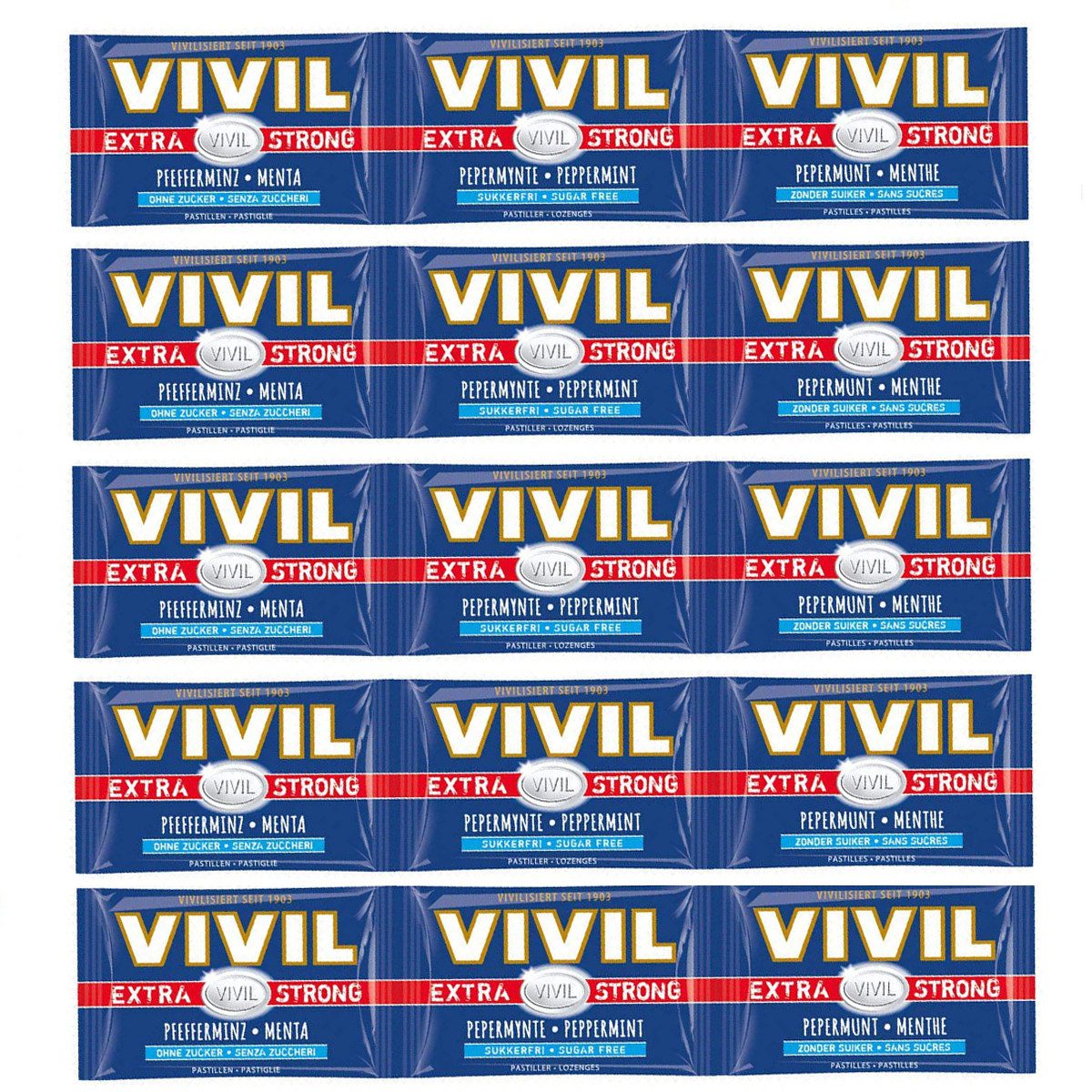 True Dates Süßigkeit, Vivil Extra Strong Pastillen mit Pfefferminz zuckerfrei 75g 5er Pack