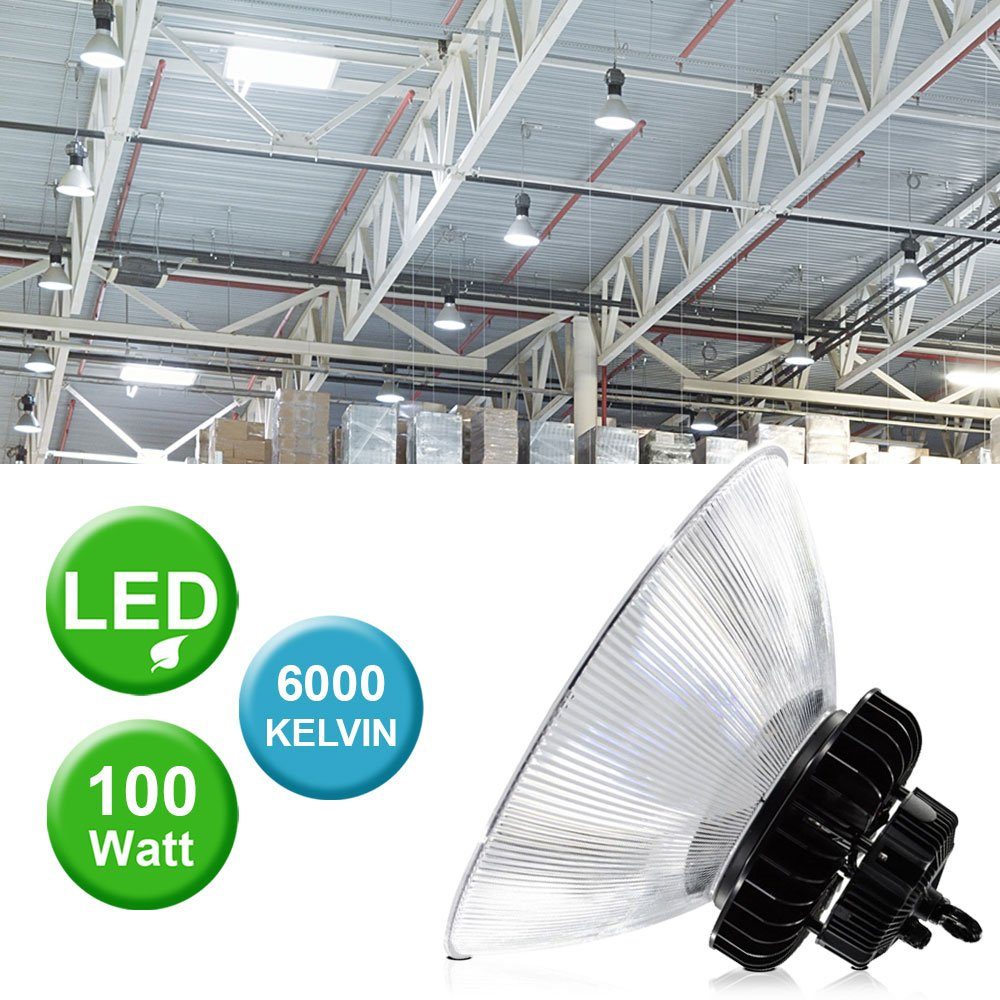 etc-shop LED Panel, Tages LED-Leuchtmittel 100W Hallen Hänge Leuchte verbaut, LED Lager fest Highbay Kaltweiß, Light Licht