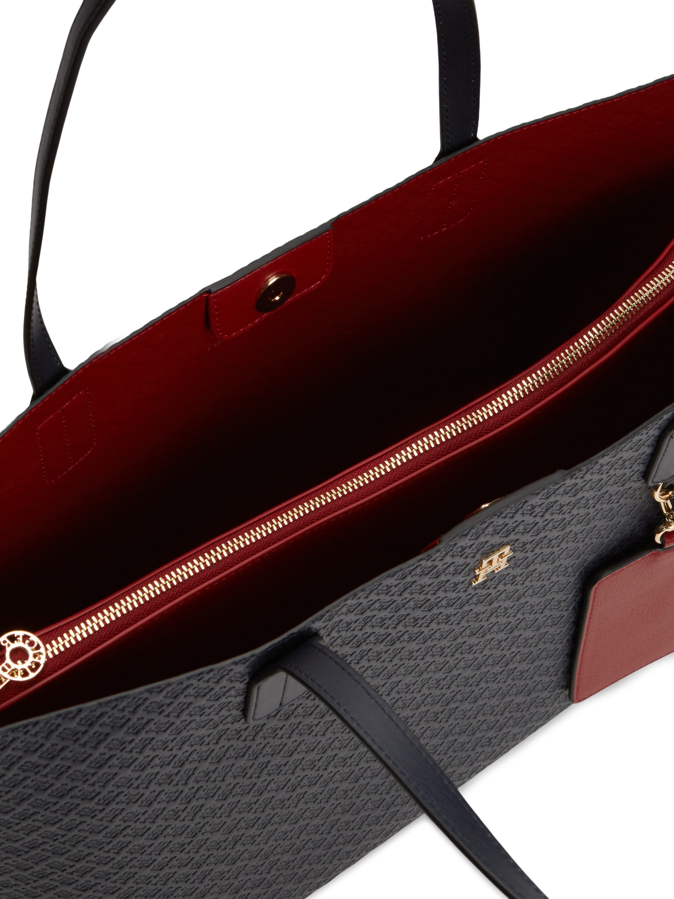Tommy Hilfiger Handtasche TH ICON TOTE MONO (Set, Mit abnehmbarem Schlüsselanhänger), Damen Schultertasche mit TH-Allover-Logoprägung – Bild 5 von 5
