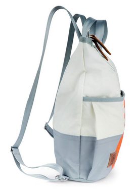360Grad Tagesrucksack Rucksack Tasche Ketsch Mini, weiß-grau orange, recyceltes Segeltuch