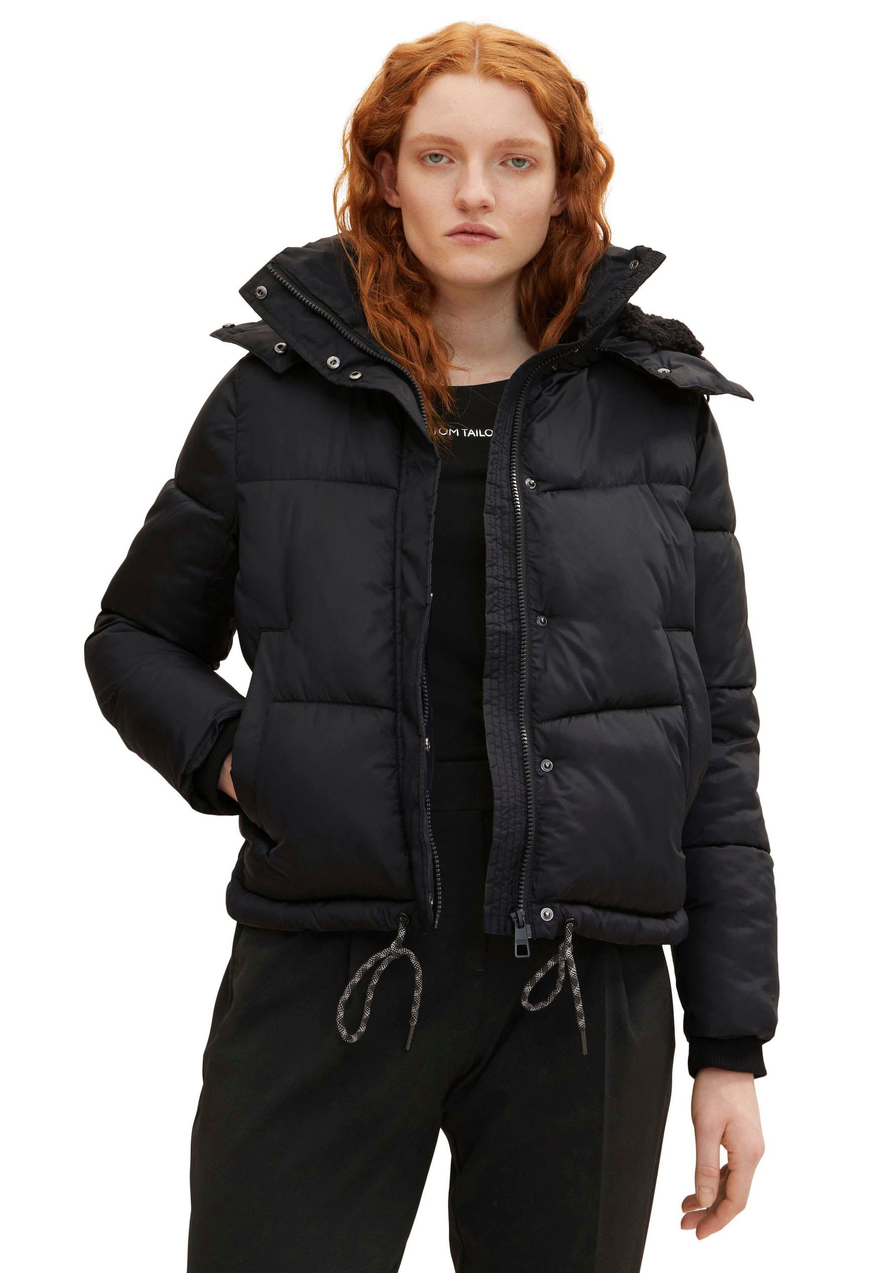 TOM TAILOR Denim Steppjacke deep-black Kapuze mit