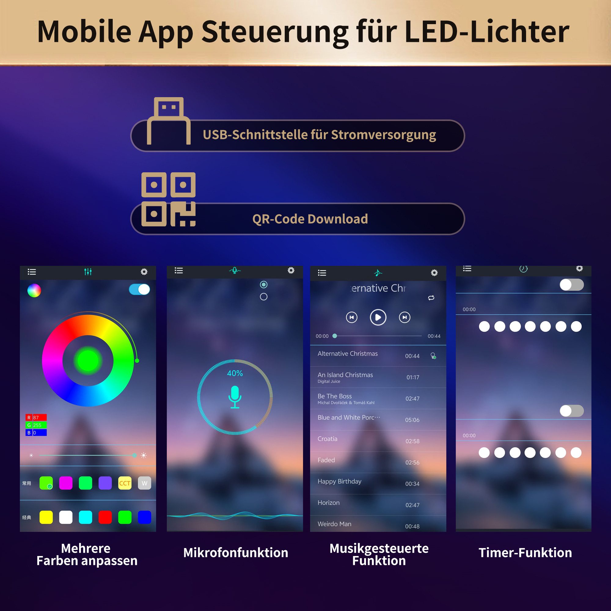 Flieks Küchenbuffet mit Musik-&LED-Beleuchtung und verstellbare Einlegeböden (Beine aus Kiefernholz, 1-St., B120/T40/H180 cm) Hochschrank Küchenschrank Geschirr – Bild 5 von 5