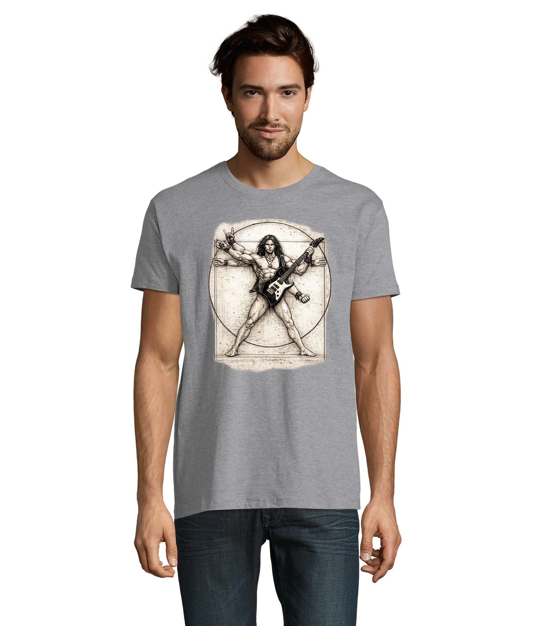 T-Shirt VitruvianischDaVinciGitarre H Tee Herren T Shirt Print Motiv