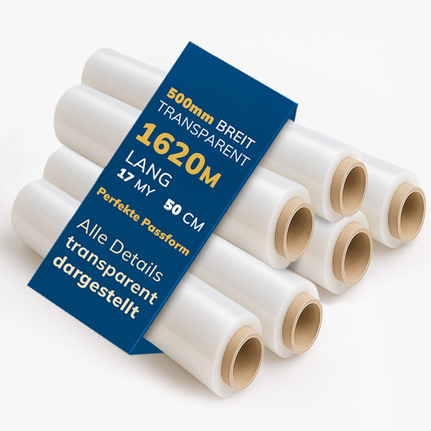 Roxlin Folienrollen Stretchfolie Transparent 270m Handrolle Möbel Palettenfolie Verpackung