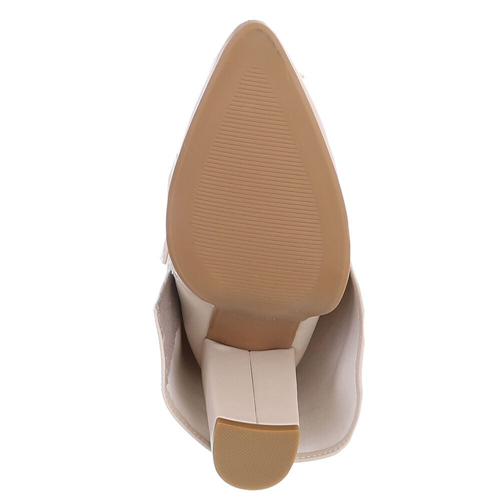 Ital-Design Elegante Stiefel mit hohem Schaft und Blockabsatz für Damen High-Heel-Stiefel (90948424) Blockabsatz Stiefel in Beige