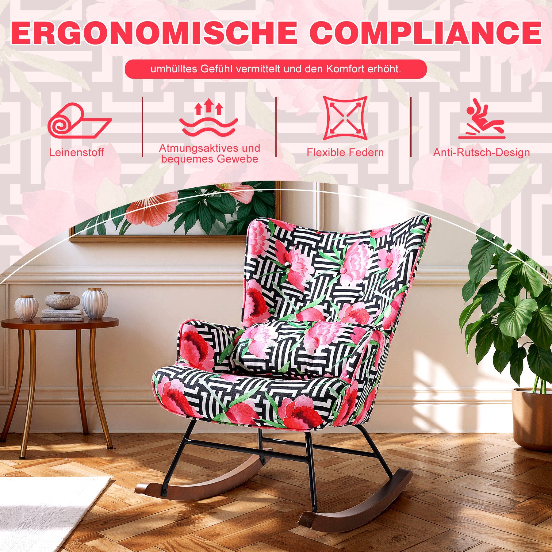 HomeMiYN Schaukelstuhl Schaukelstuhl Wohnzimmer Samt mit günstig online kaufen