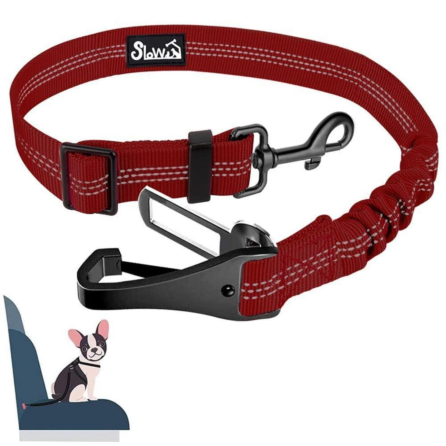 LuxusKollektion Autohundegeschirr Hundegurt Anschnallgurt Auto Ruckdämpfung 70CM Rot