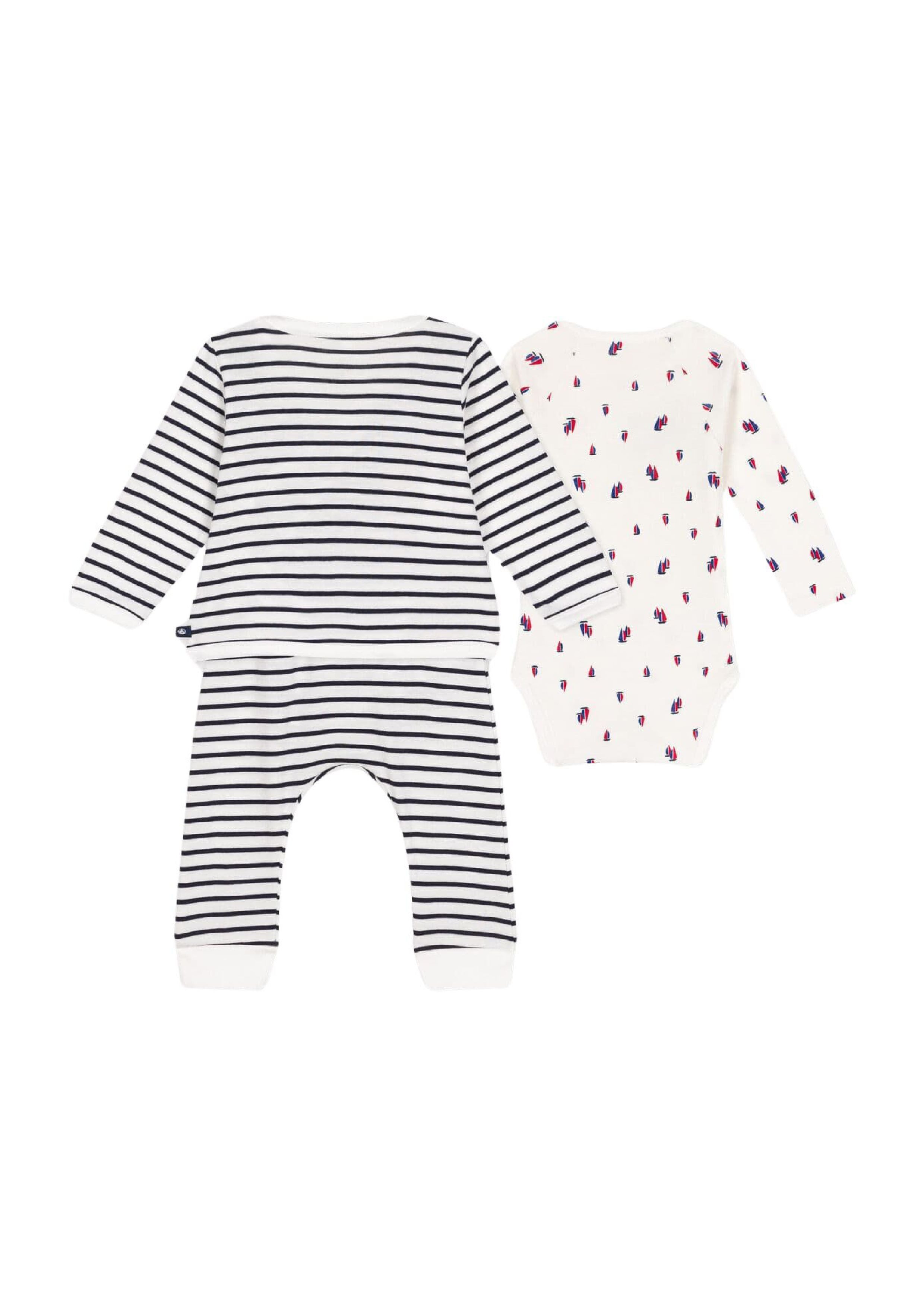 Petit Bateau Neugeborenen-Geschenkset Petit Bateau Kombination 3 Teiler mit Streifenmuster, 3-12 Monate