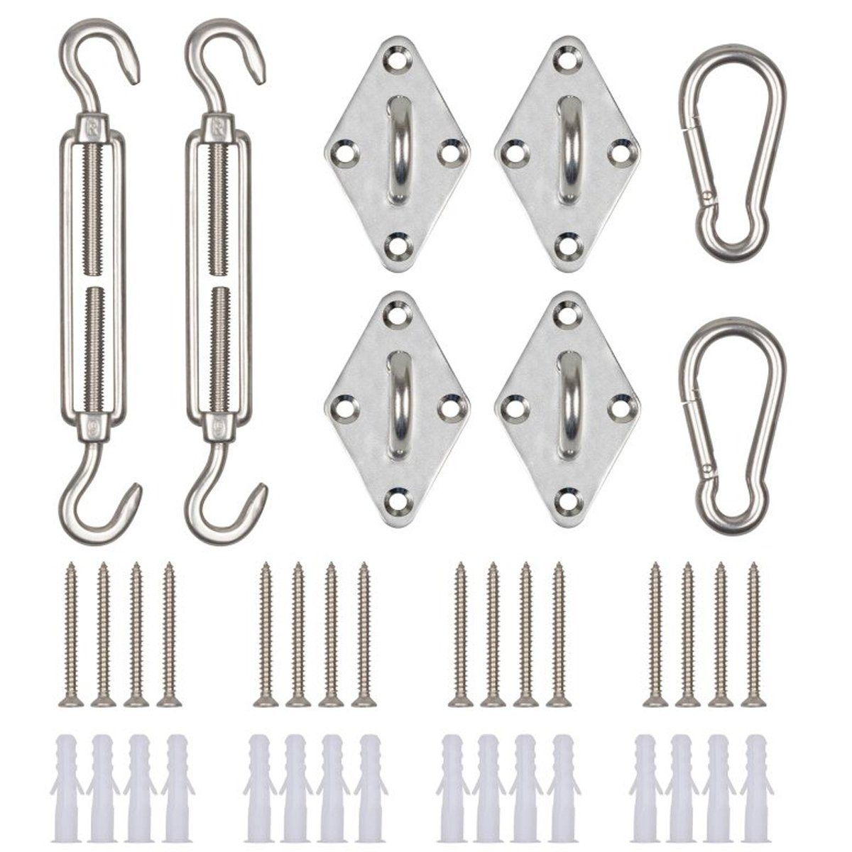 NYVI Sonnensegeladapter Sonnensegel Befestigungsset SunComfort M6 aus Edelstahl, (1-tlg), Komplettes Montageset für Kleine & Mittlere Schattensegel