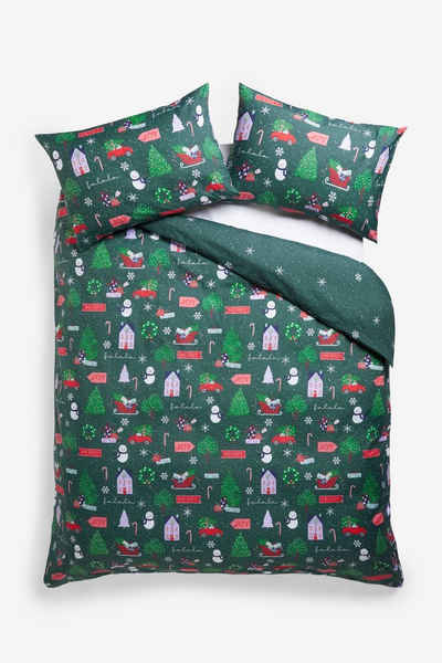 Bett-Set, Bettbezug und Kissenbezug mit Weihnachtsmotiv, Next, Bezug: Polyester (recycelt), Baumwolle