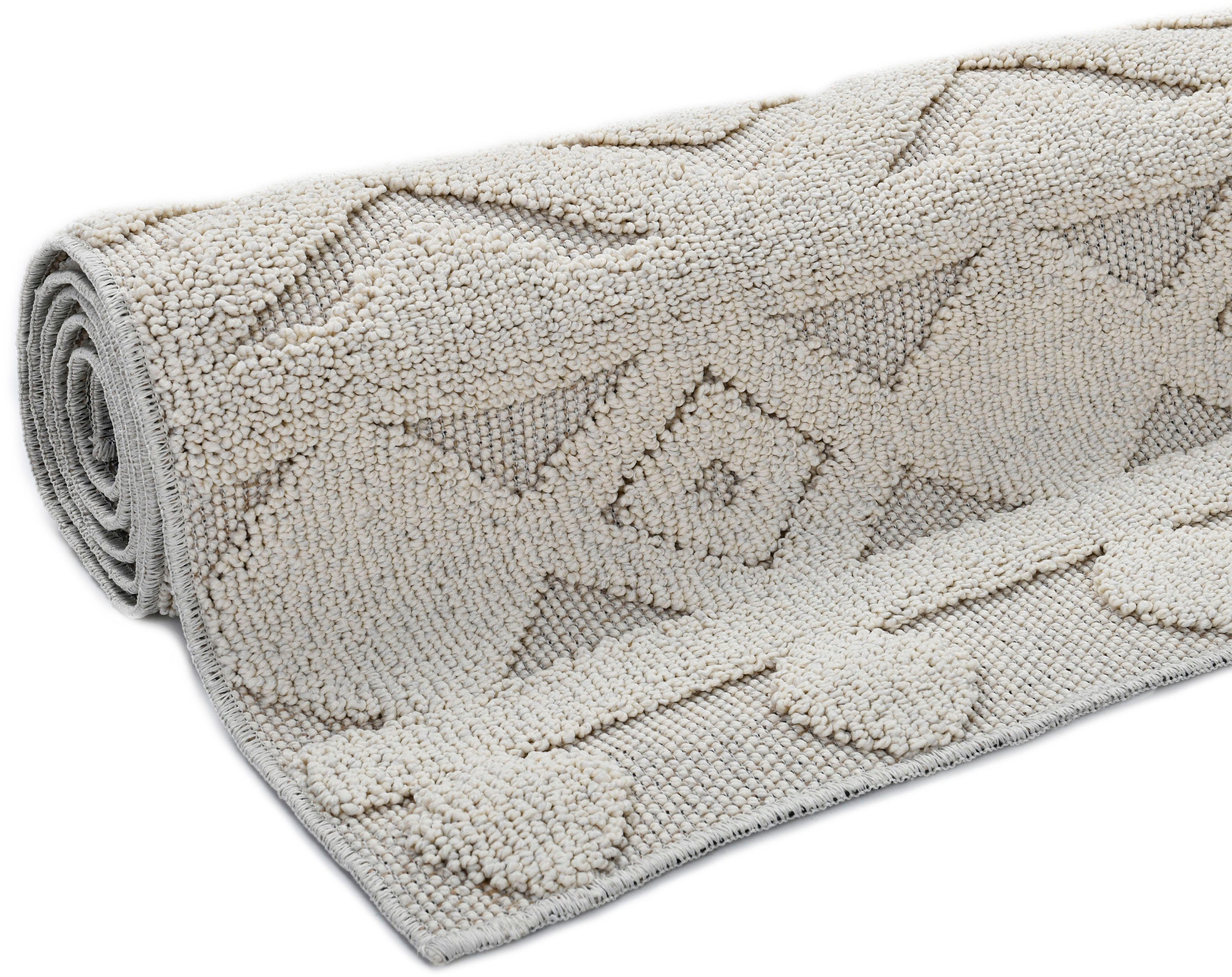 LeGer Home by Lena Gercke Teppich Askja, rechteckig, Höhe: 18 mm, mit Woll-Look, Hoch-Tief Effekt, Teppich im Boho Stil