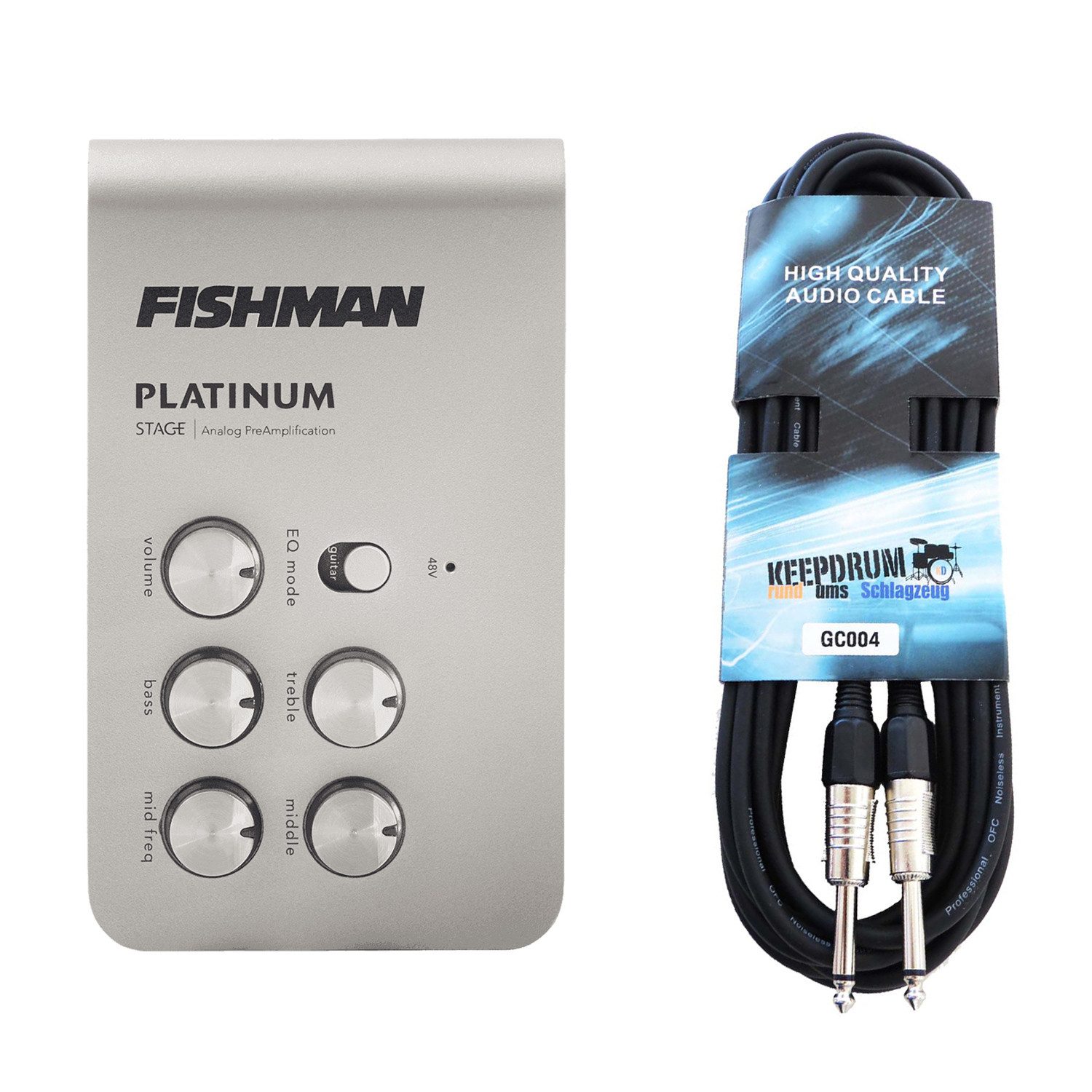 Fishman Akustikgitarre Fishman PRO-PLT-301 Platinum Stage EQ Vorverstärker mit Kabel, Vorverstärker, Analog, vielseitig