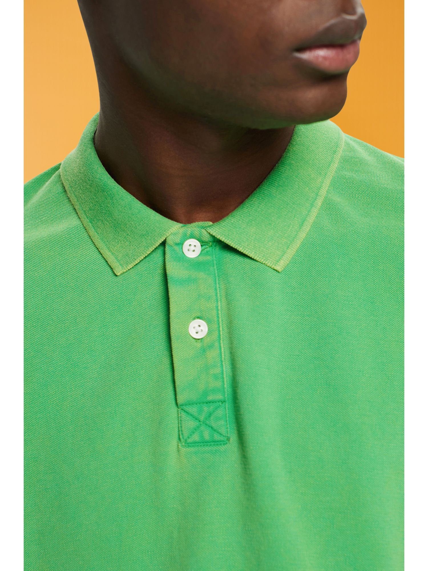 Esprit Poloshirt Poloshirt aus Stone-Washed-Baumwollpikee GREEN