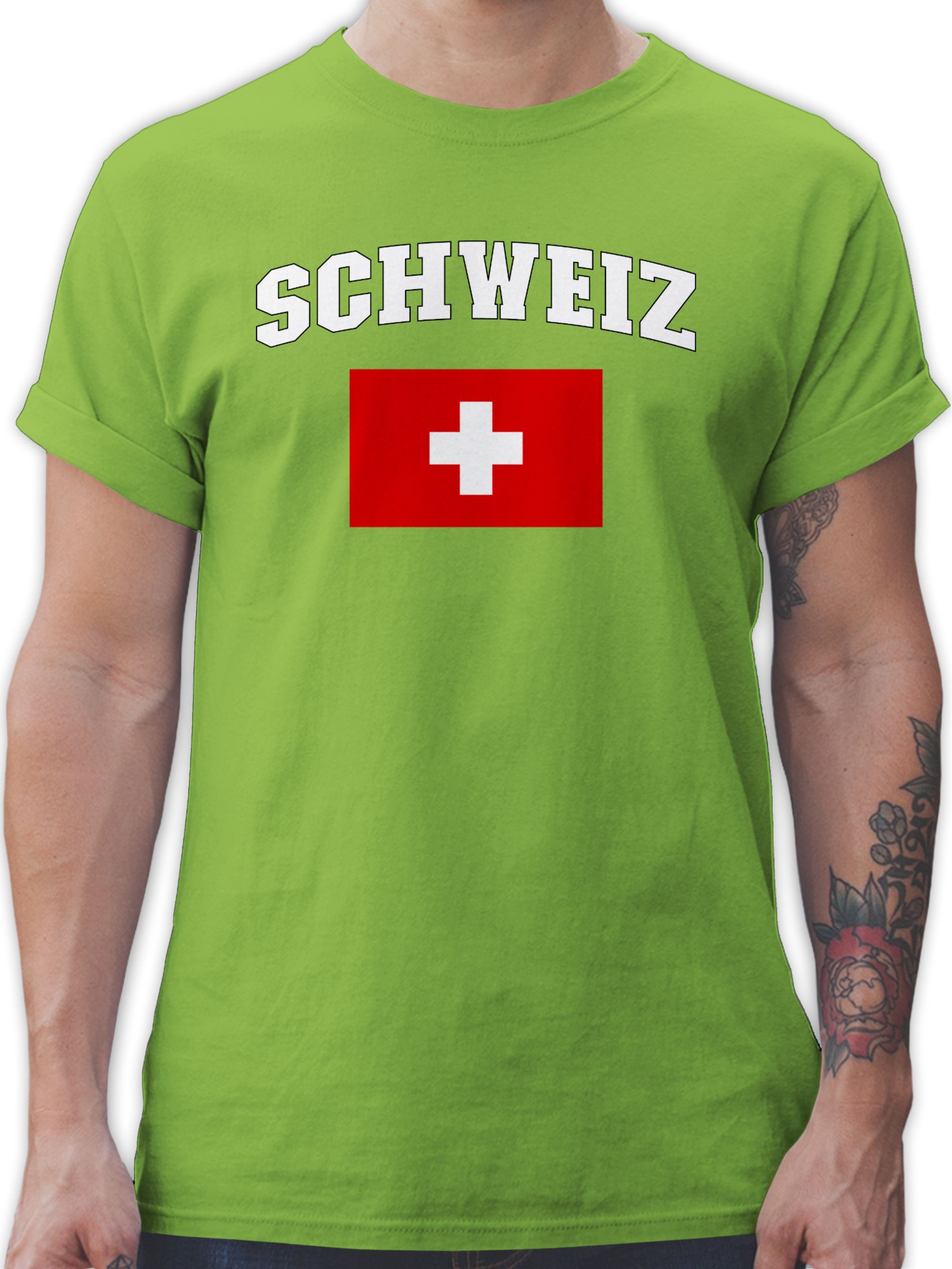 Shirtracer T-Shirt Schweiz Schriftzug mit Flagge, günstig online kaufen