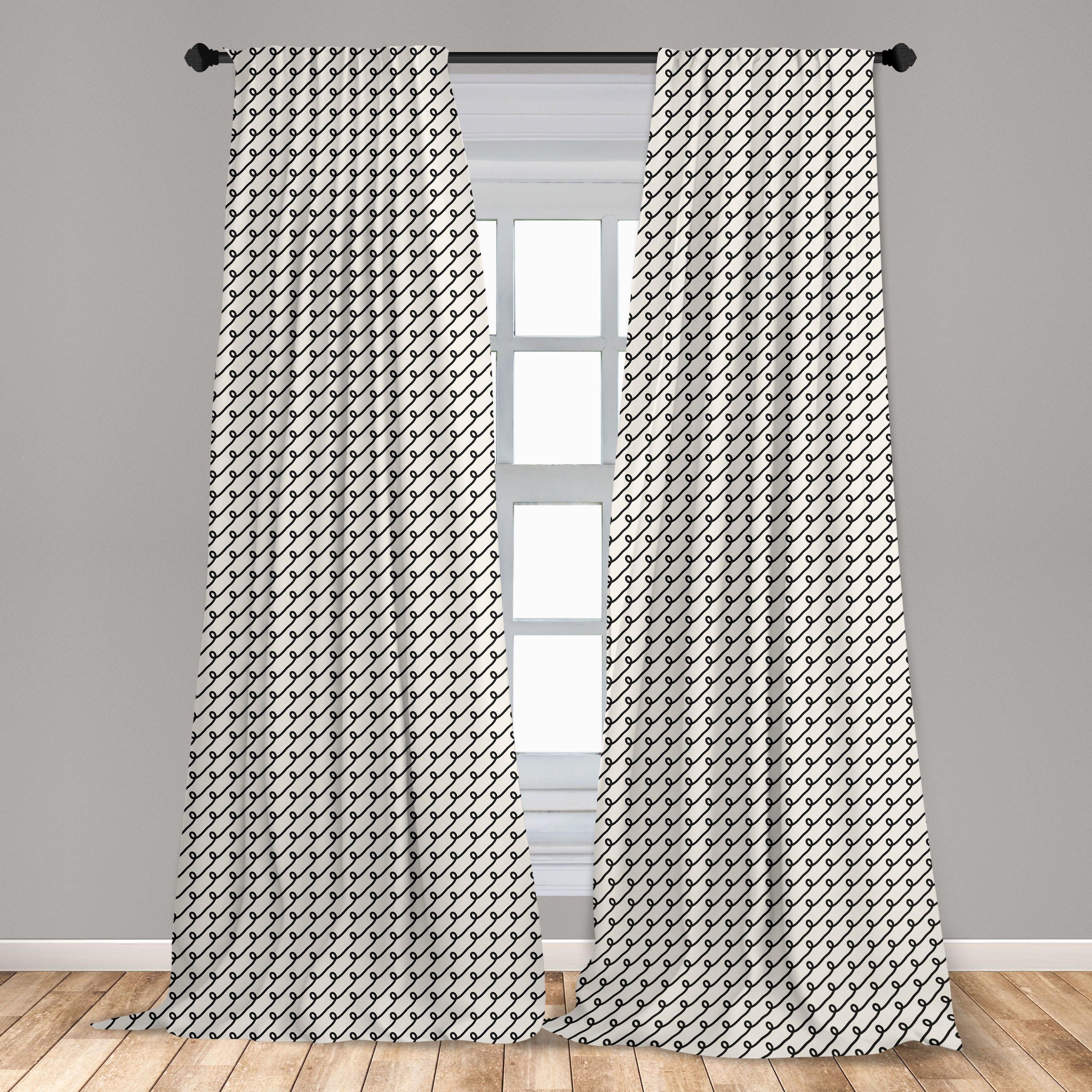 Microfaser, Knoten Basic und Dekor, für Vorhang Schlafzimmer Diagonal Abstrakt Abakuhaus, Gardine Wohnzimmer
