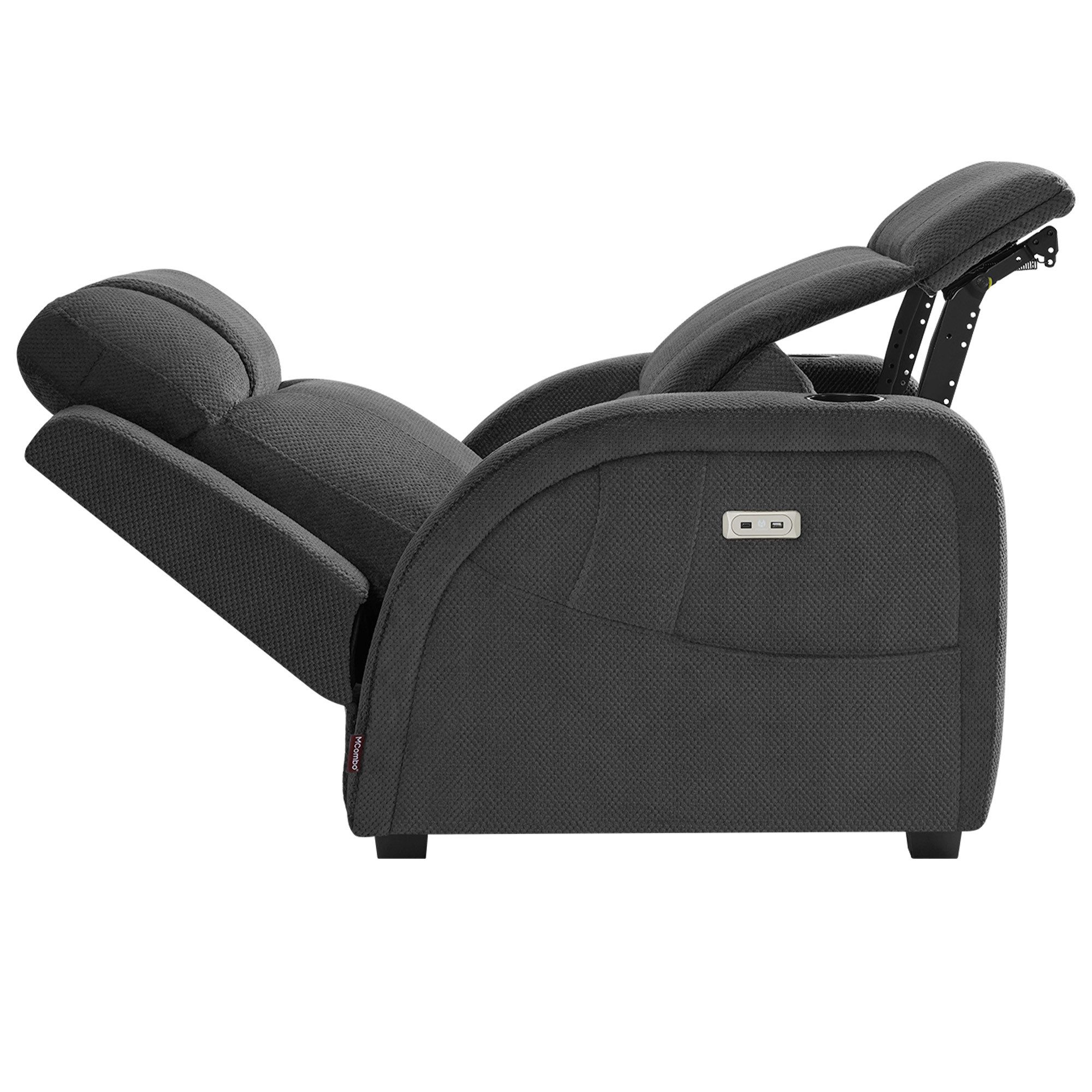 MCombo Relaxsessel M MCombo Zero-Gravity Relaxsessel mit Reset-Funktion 7042 (Dunkelgrau), 2-Motoren-Fernsehsessel Elektrisch Verstellbar
