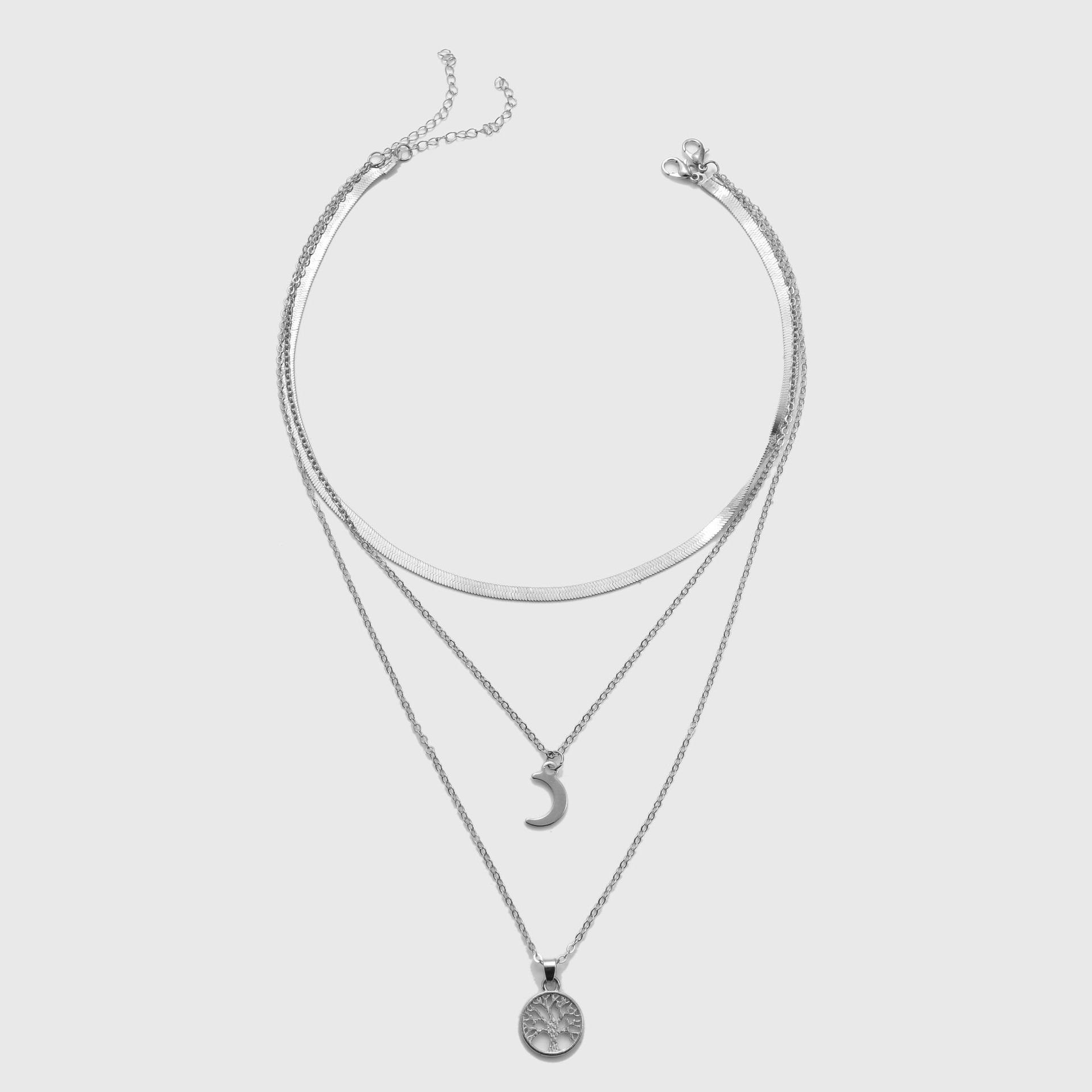 Halsketten Mehrschichtige WaKuKa Charm-Kette (1-tlg) Mädchenschmuck Mondhalsketten