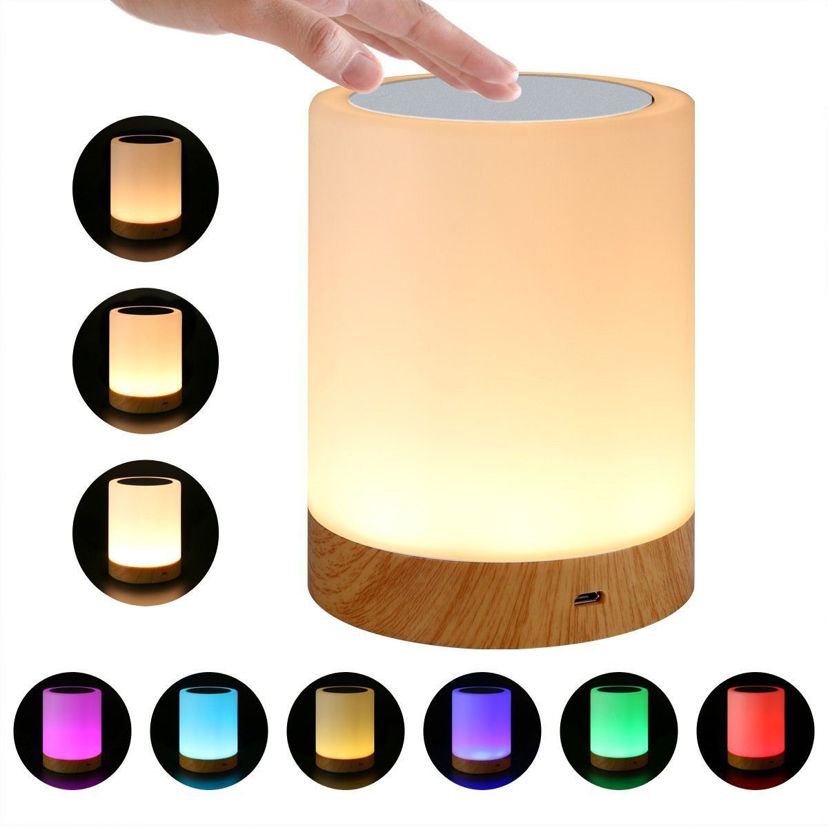 LED Nachttischlampe LED Nachttischlampe,Touch Dimmbar Tischlampe mit 16 Farben