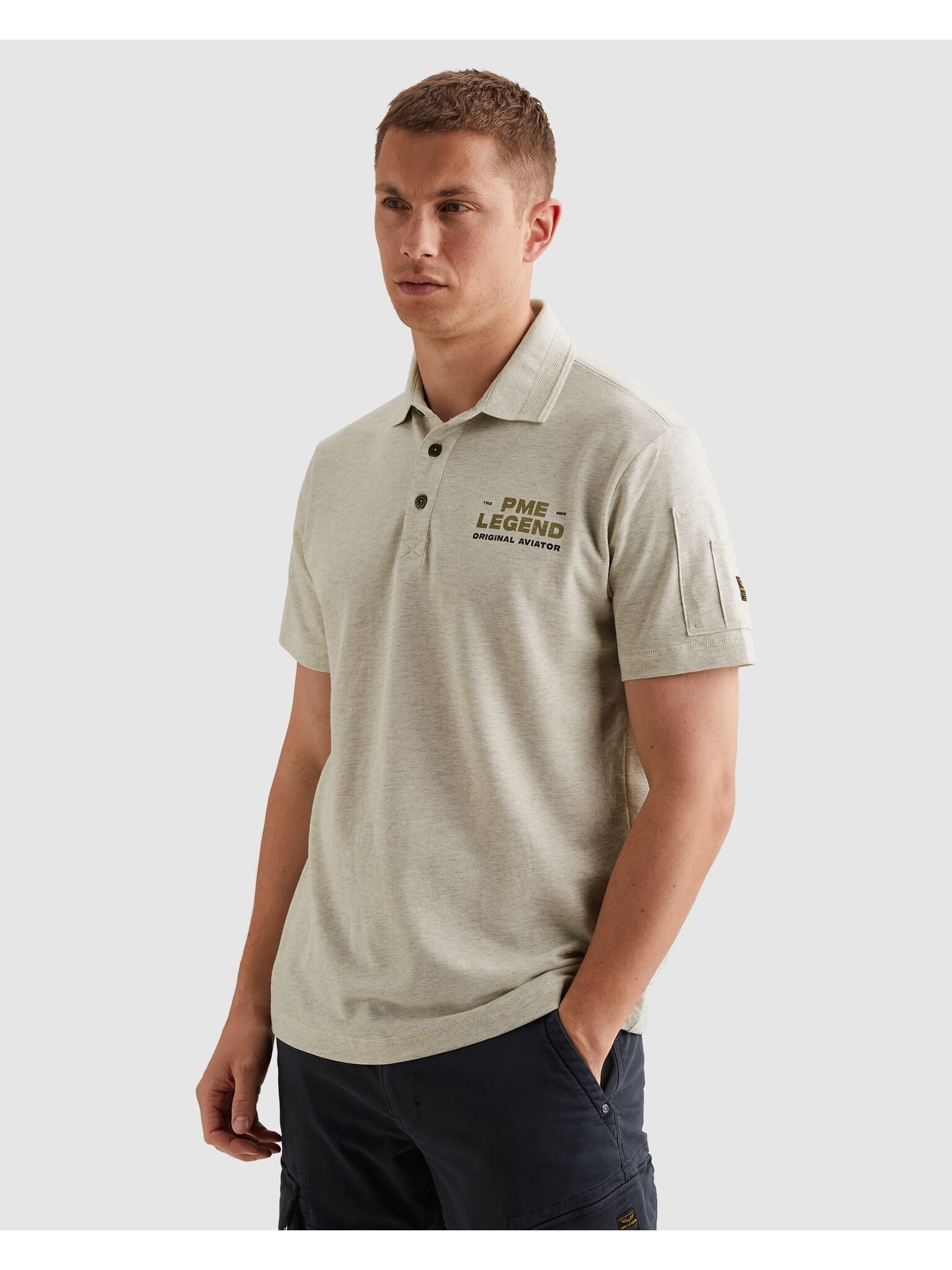 PME LEGEND Poloshirt Aufgesetzte Ärmeltasche mit Marken- Label