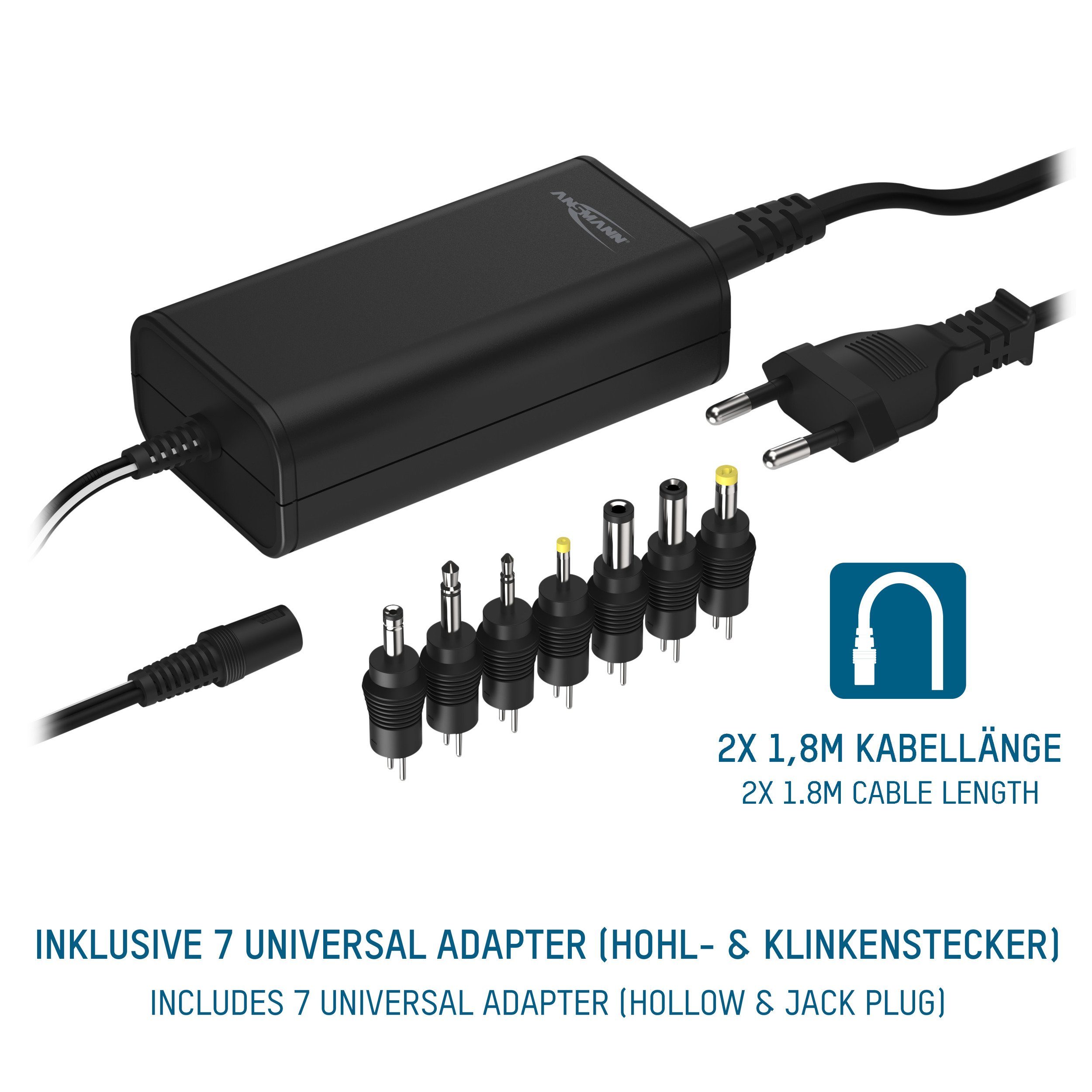 ANSMANN AG 12V Netzteil APS 2250H Netzstecker max. 2250mA (7 Adapter) Netzteil