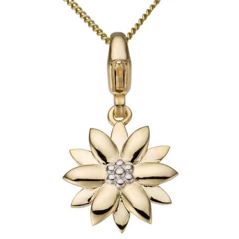 Firetti Charm-Einhänger Schmuck Geschenk Gold 375 Halskette Charmarmband Gold-Charm Blume