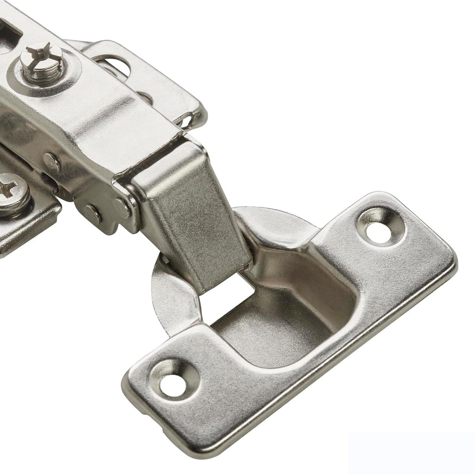 SO-TECH® Möbelbeschlag Topfband T48 105° inkl. Kreuzplatte mit Exzenterverstellung (2 St), Eckanschlag mit Dämpfer (Soft-Close) inkl. Montageplatten